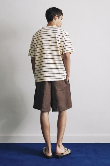 Striped slogan T-shirt — Yellow 3