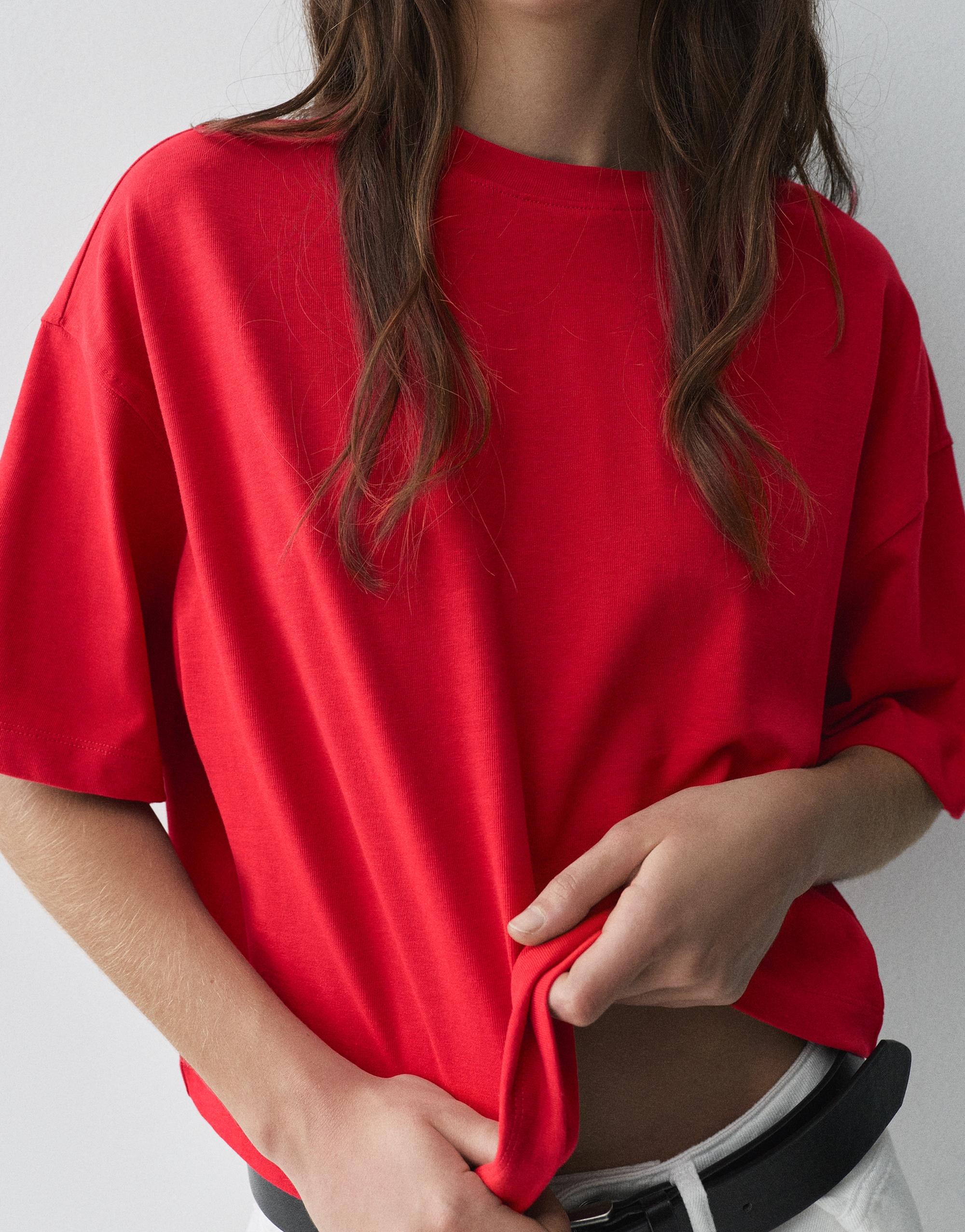 Boxy fit short sleeve T-shirt — Red