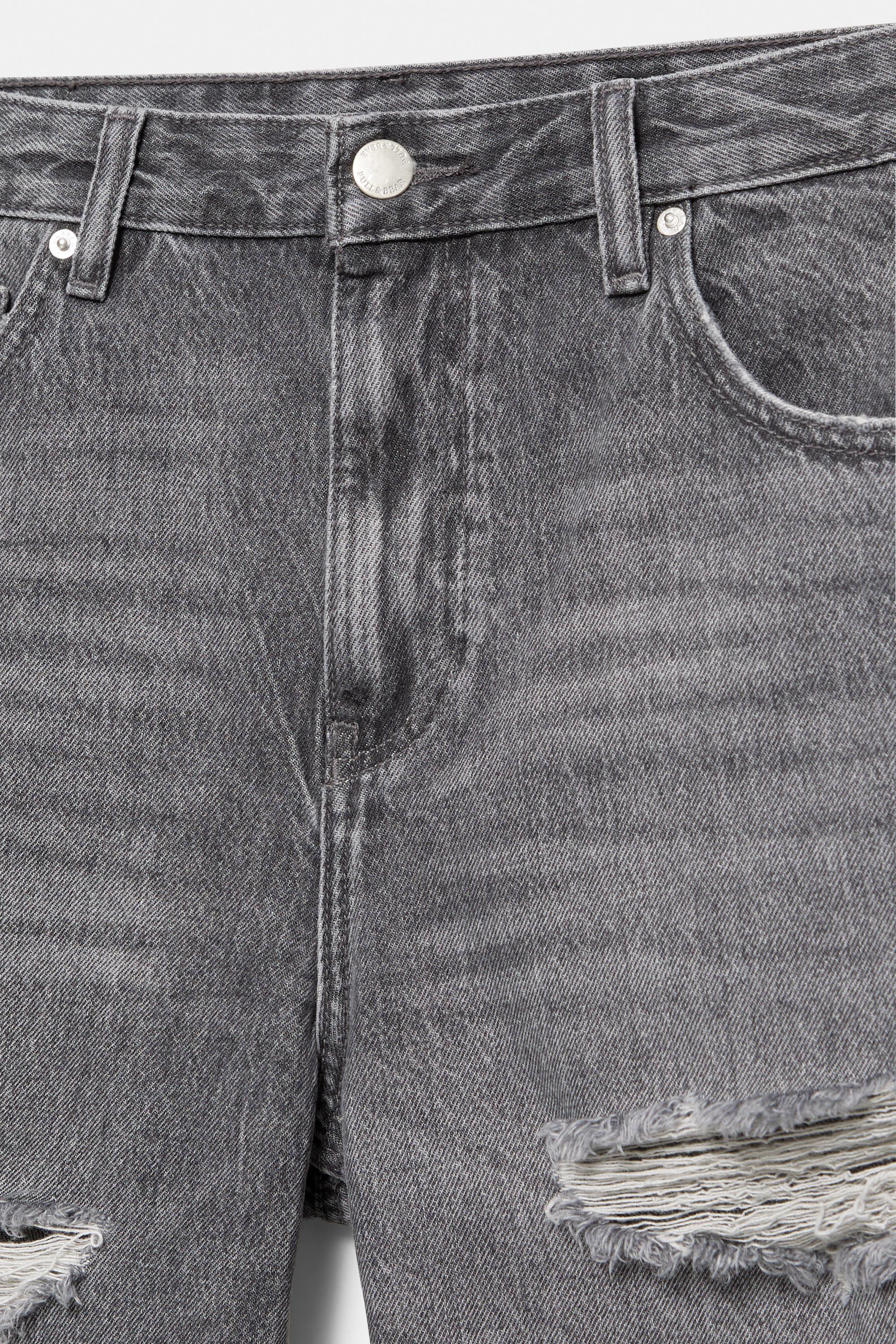 Straight-leg denim Bermuda shorts — Dark grey