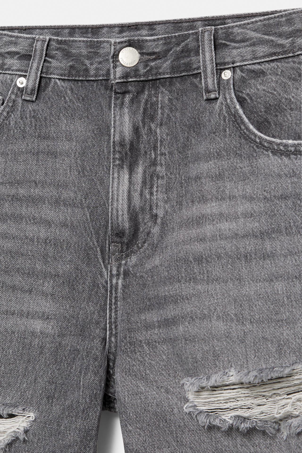 Straight-leg denim Bermuda shorts — Dark grey