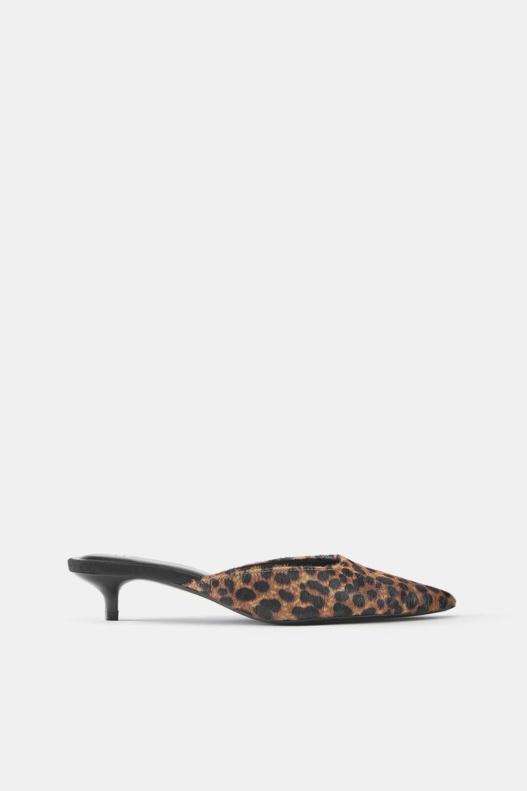 Leopard print leather mules — Leopard
