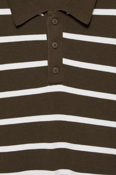 Striped knit polo shirt — Chocolate 7