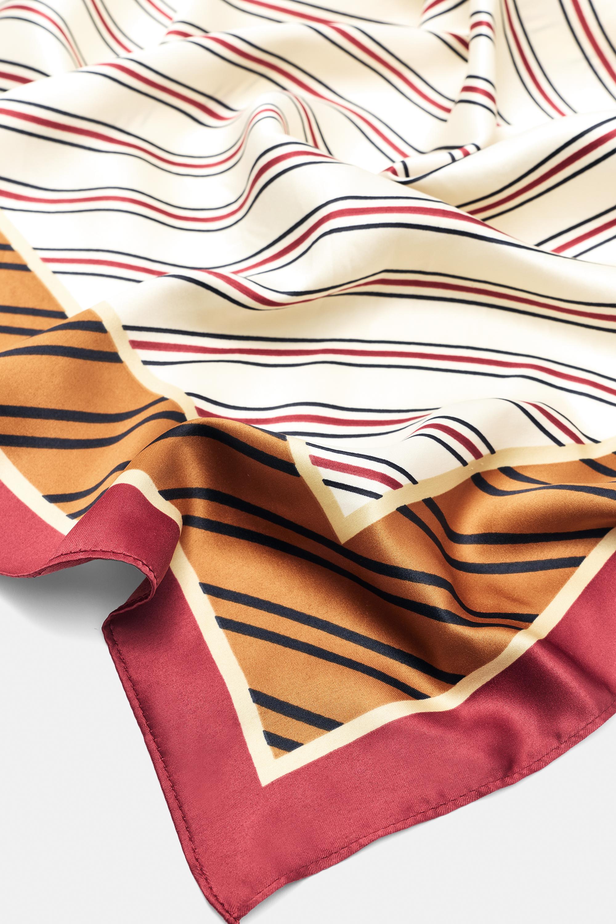 Striped satin scarf — Orange