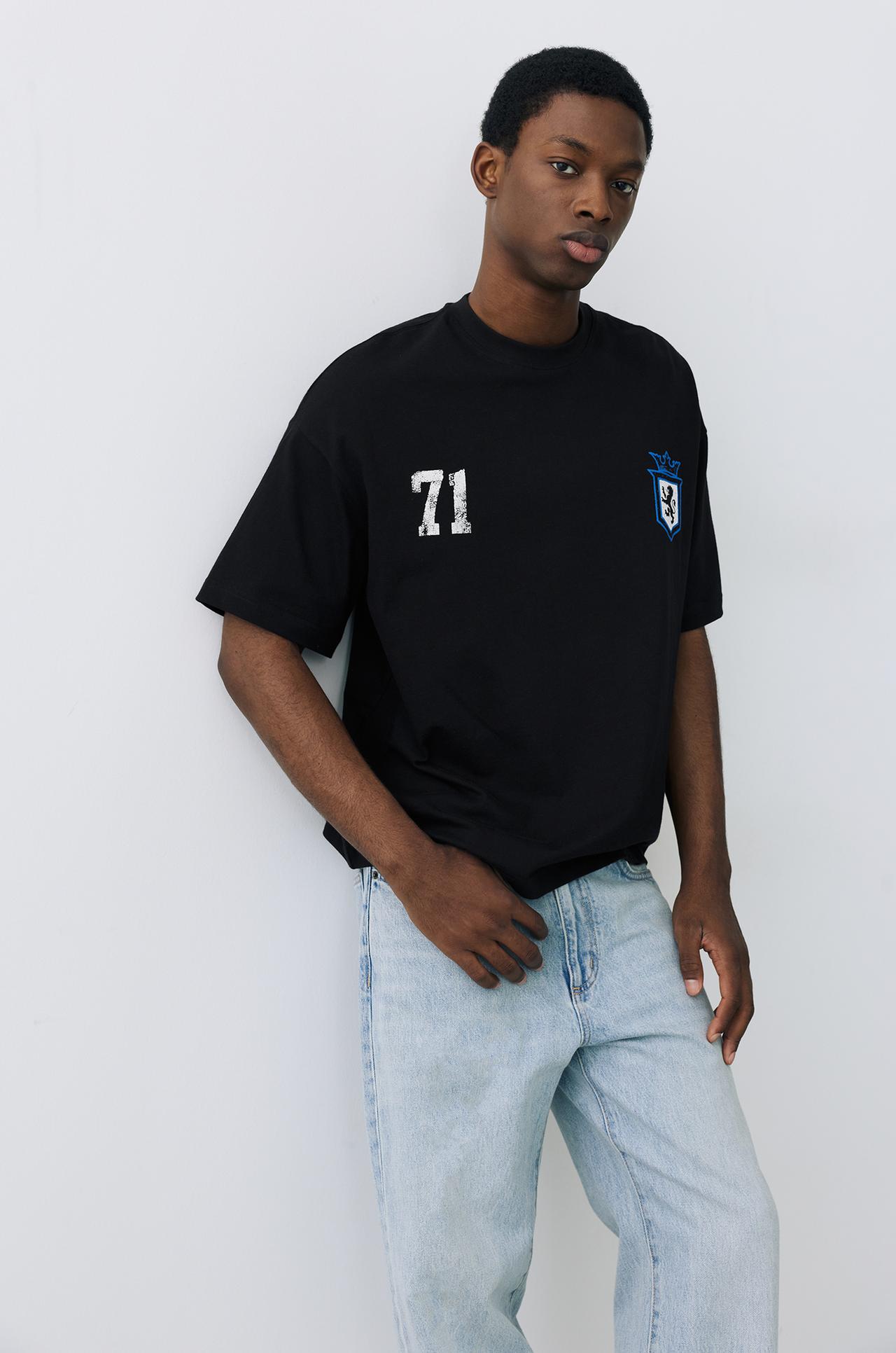 STWD boxy-fit lion graphic T-shirt — Black