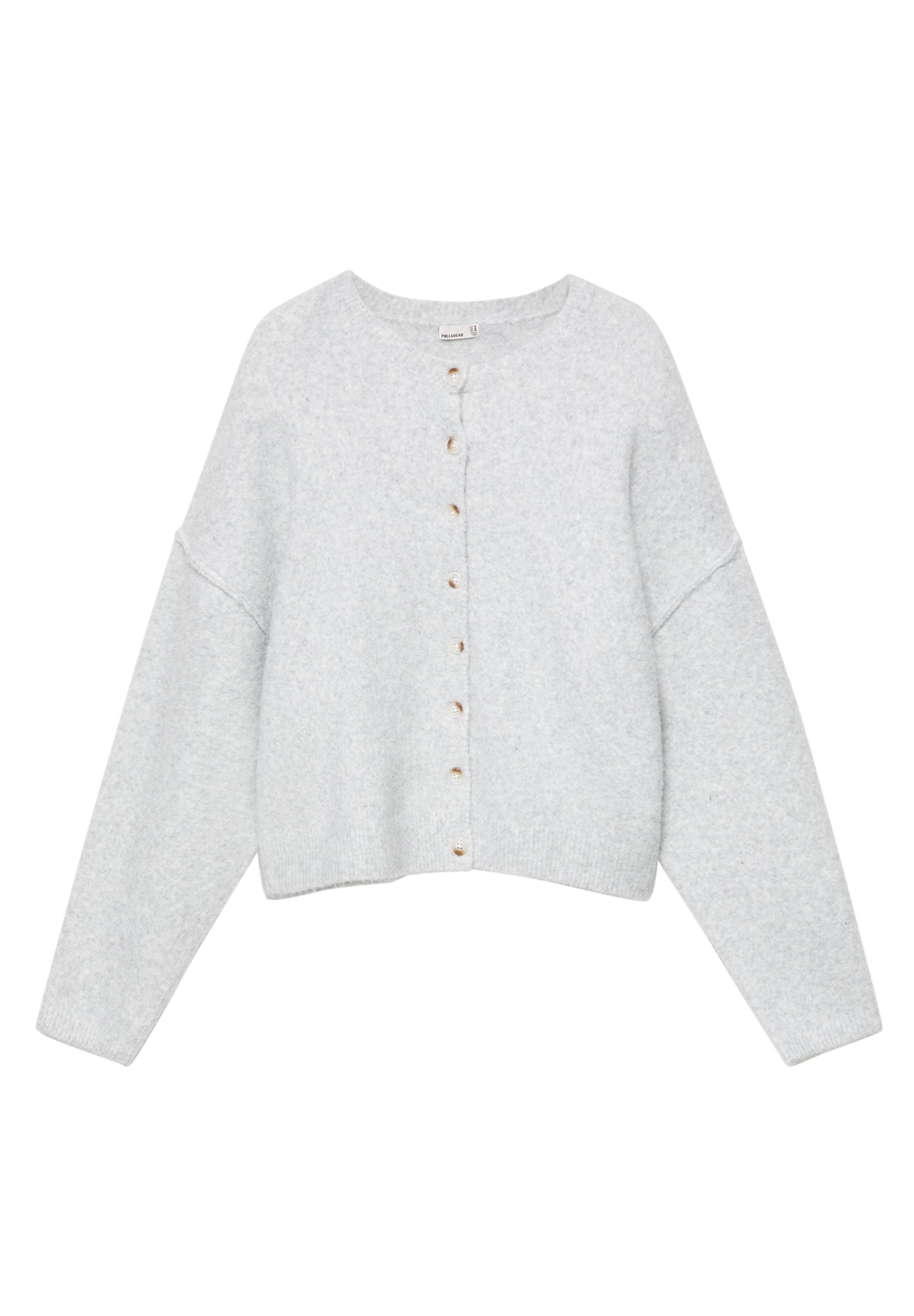 Soft knit cardigan — Pale grey