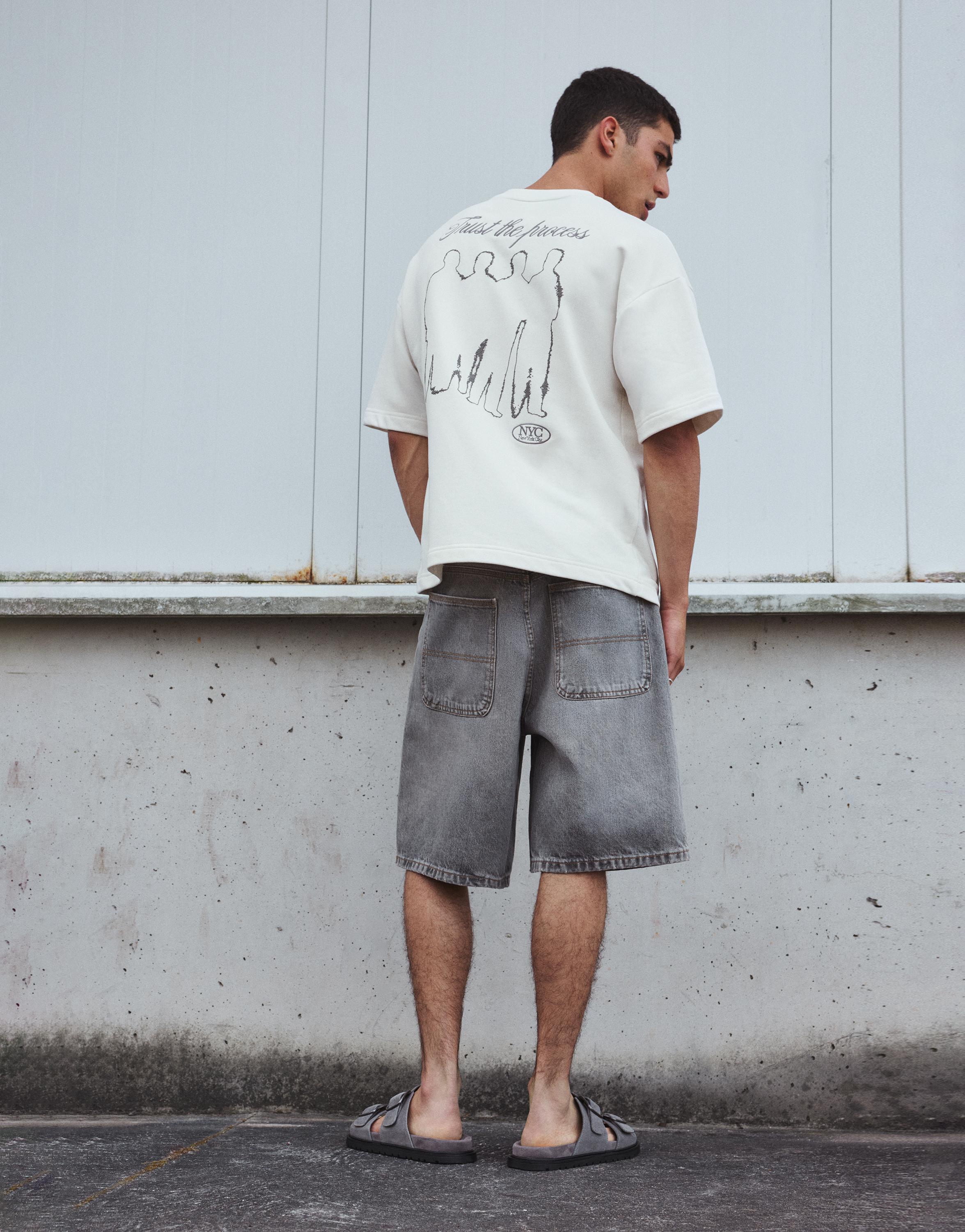 Nakışlı kısa kollu sweatshirt - Görsel 11