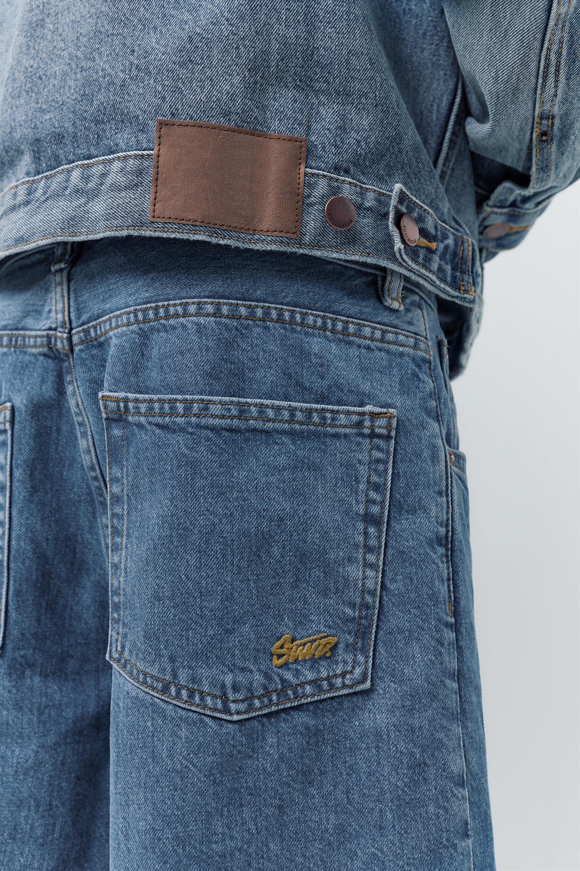 Baggy denim Bermuda shorts — Medium blue