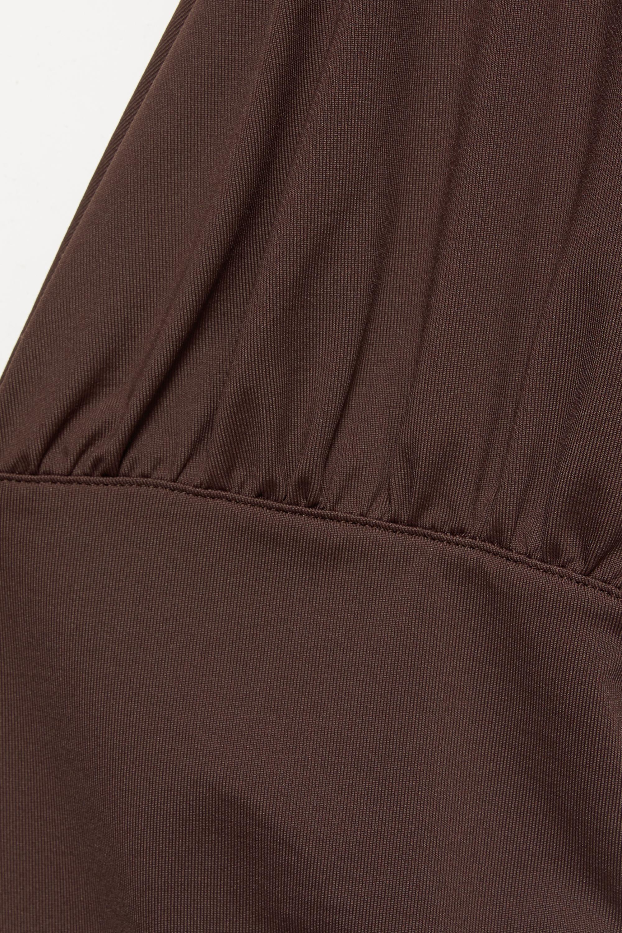 Gathered V-neck top — Brown