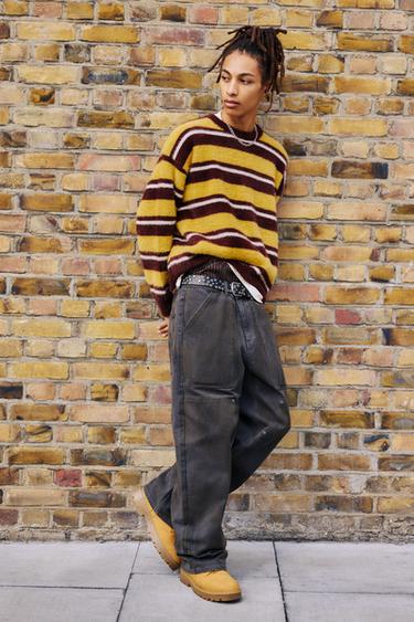 Striped knit jumper — Brown 2