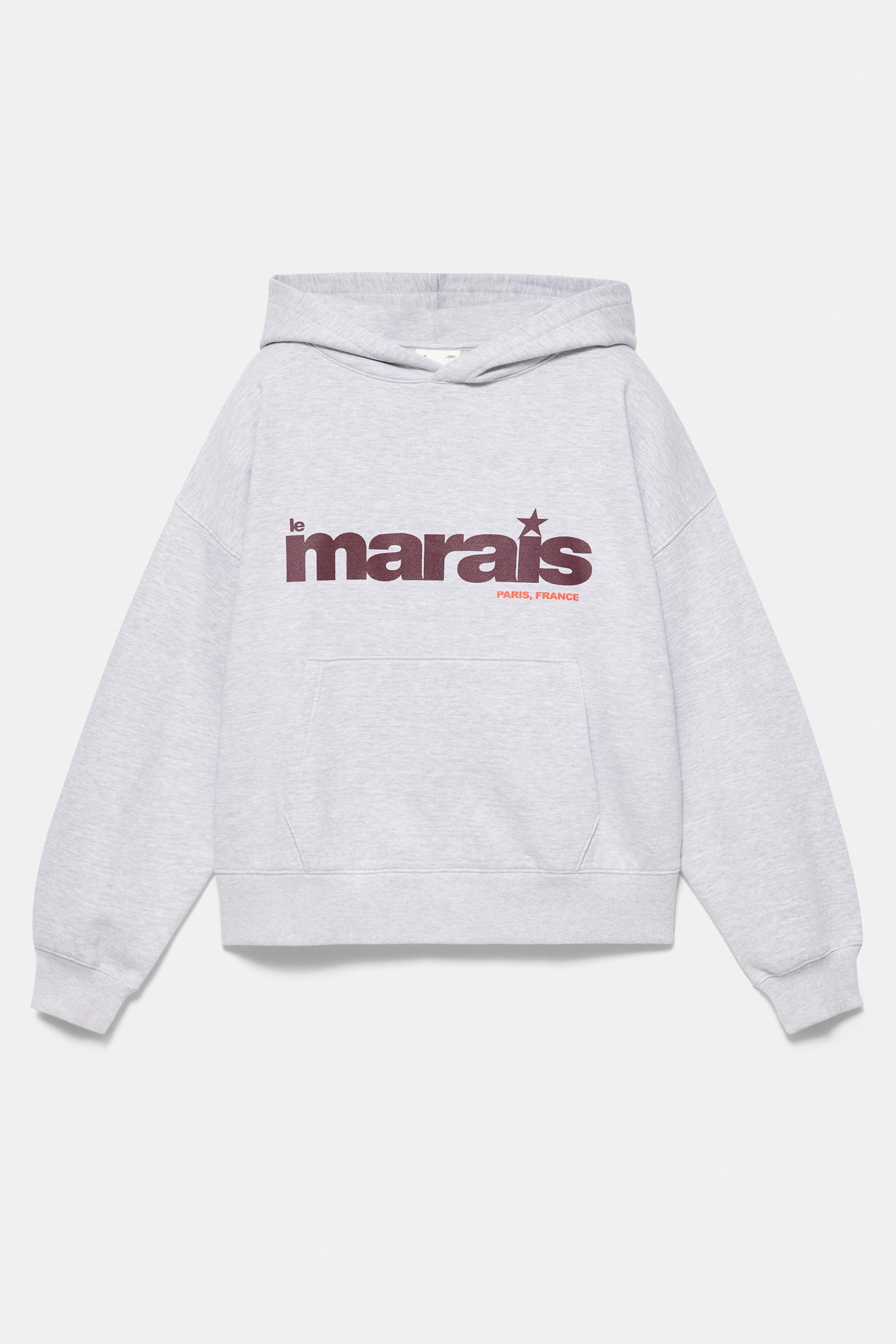 Graphic hoodie — Grey marl