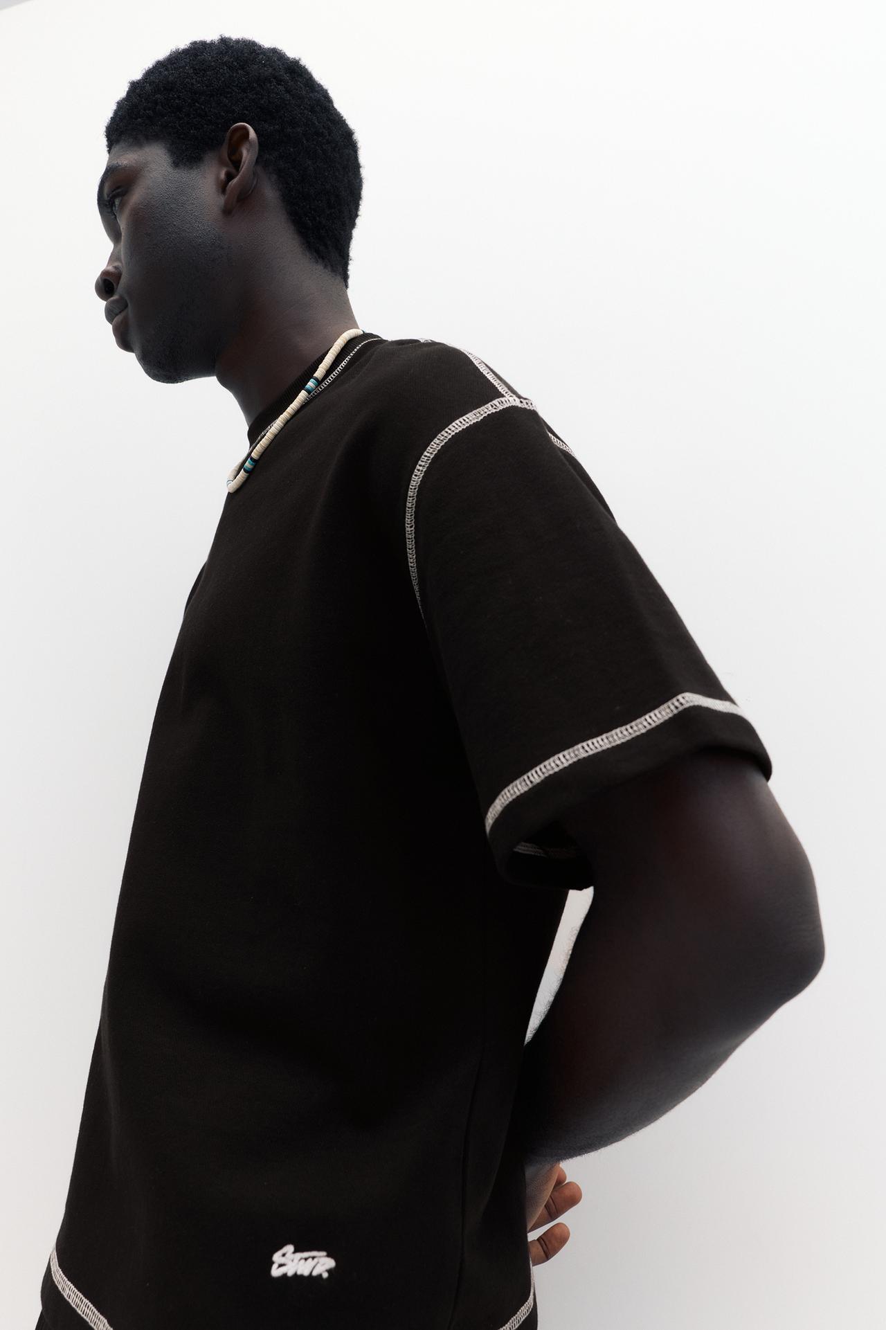 Short sleeve STWD seam sweatshirt — Black
