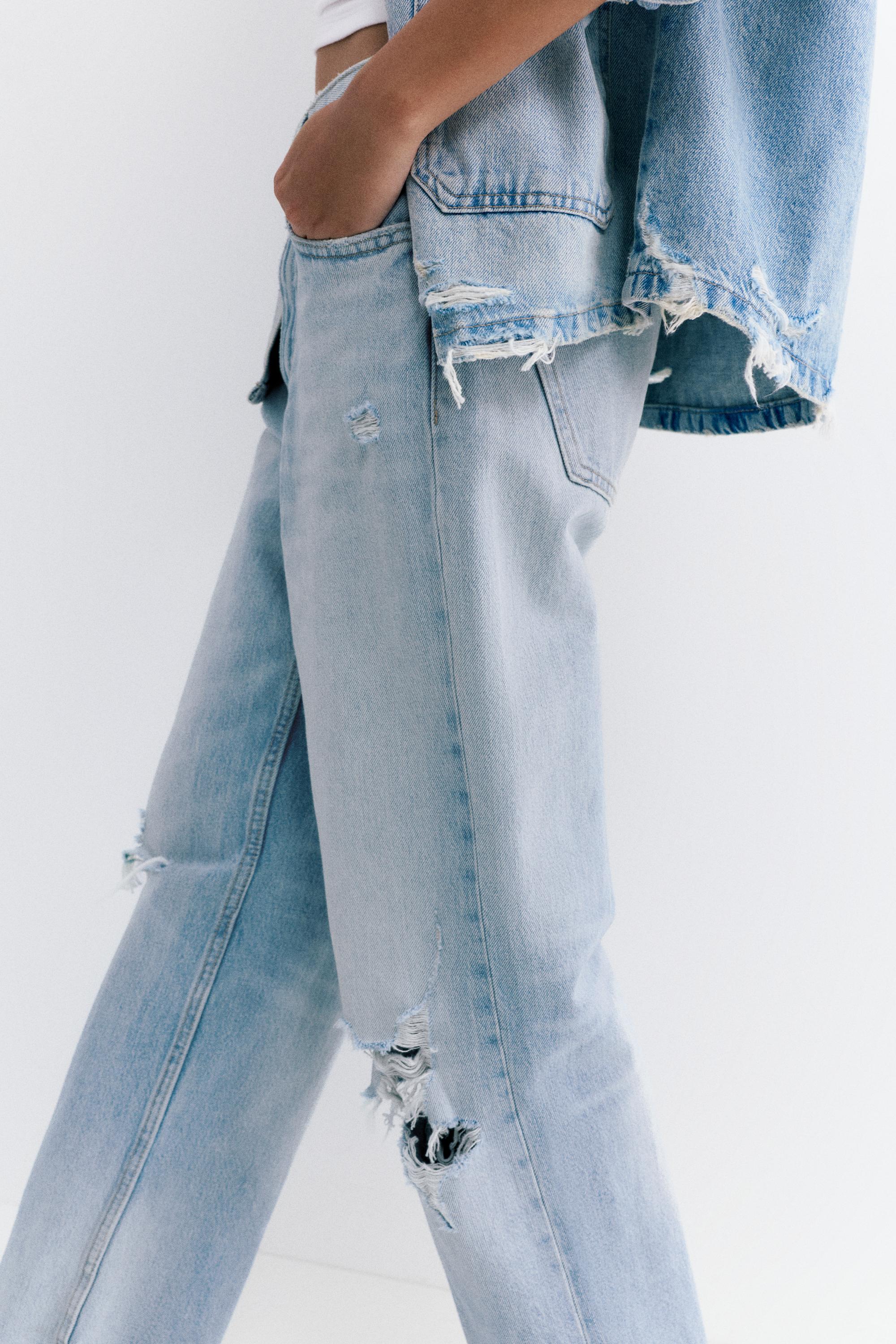 Ripped boyfriend jeans — Pale blue
