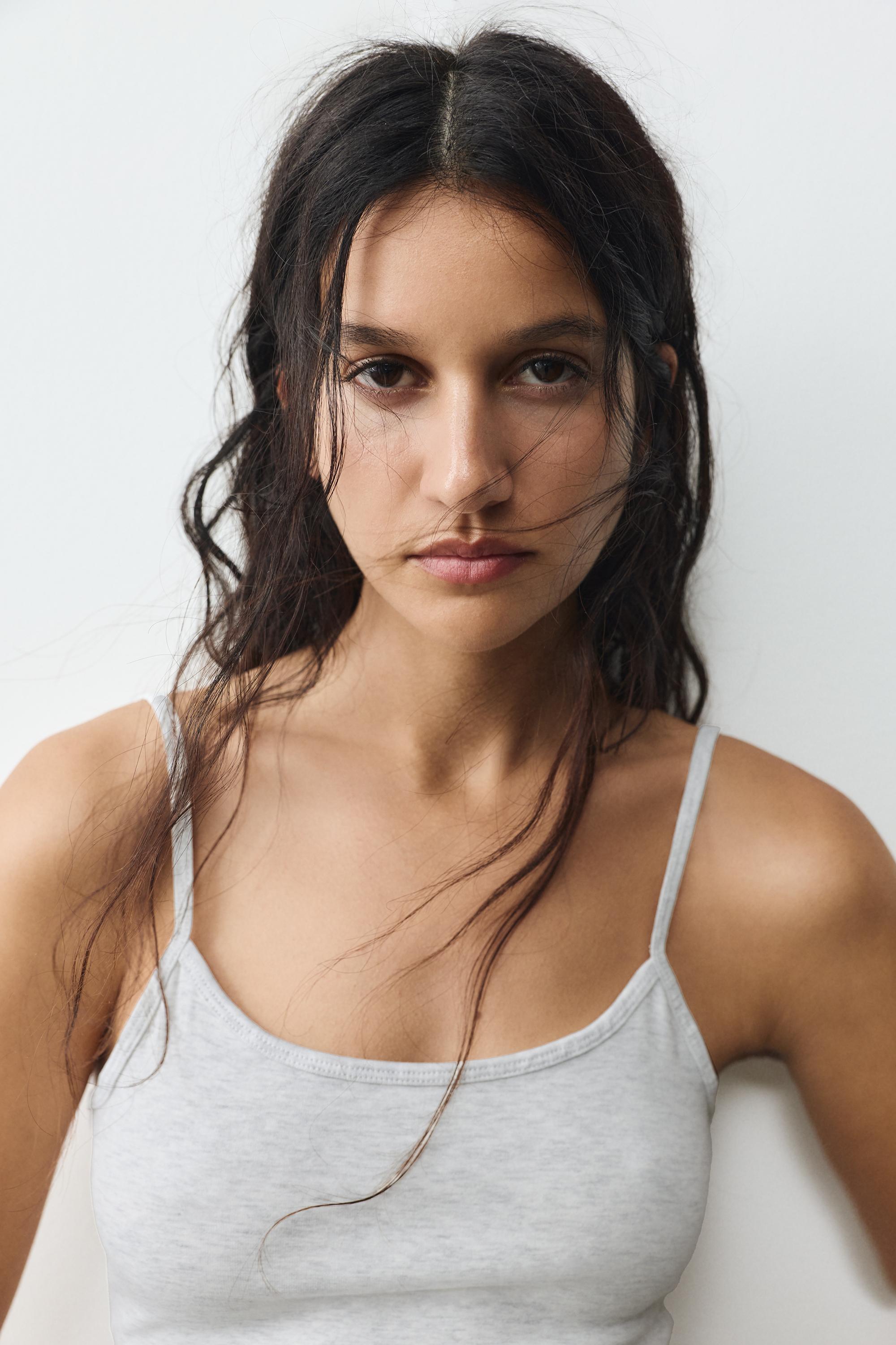 Thin strap top — Grey marl