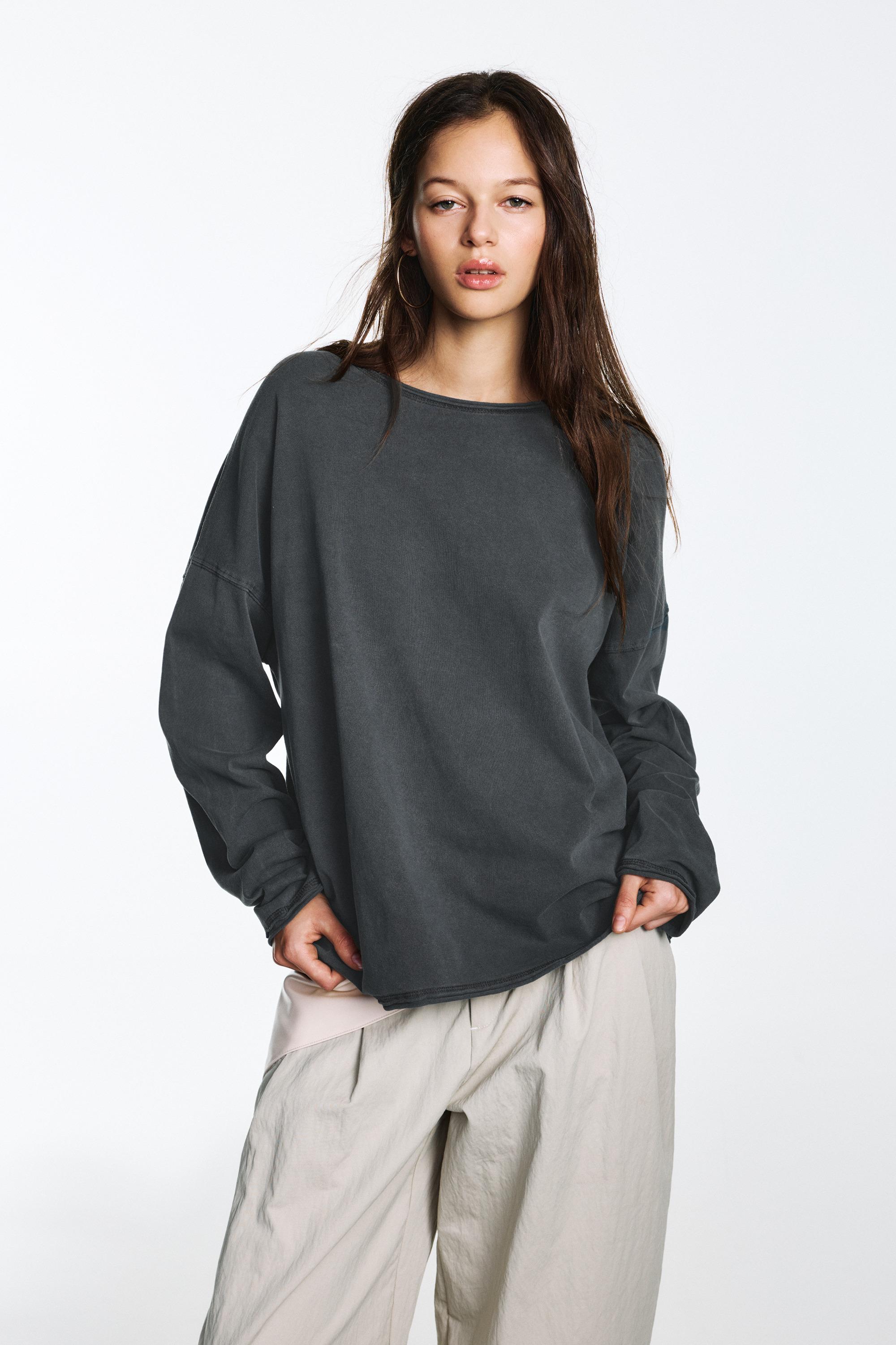 Oversize long sleeve T-shirt — Dark grey