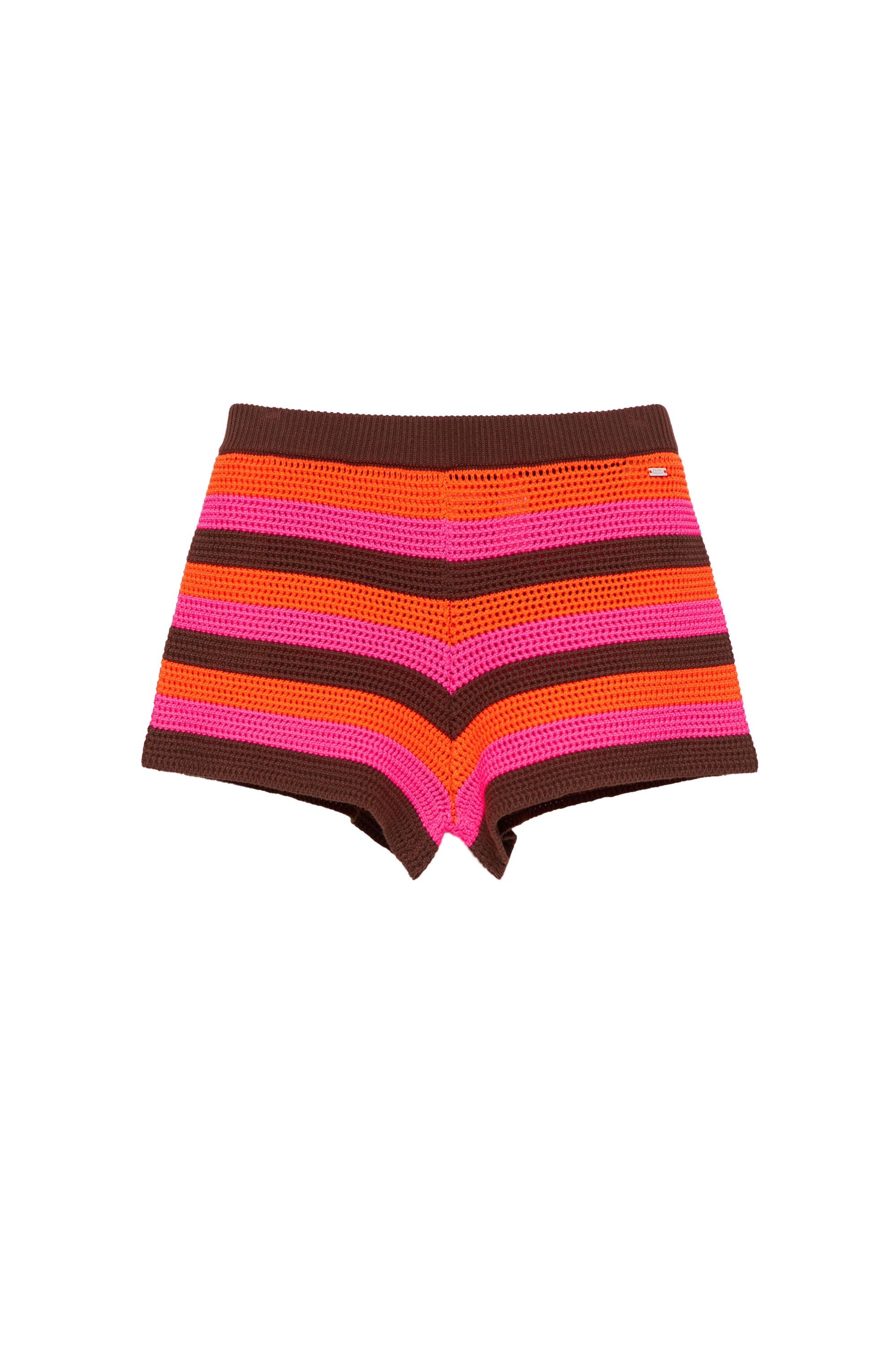 Çizgili kroşe şort - Görsel 4