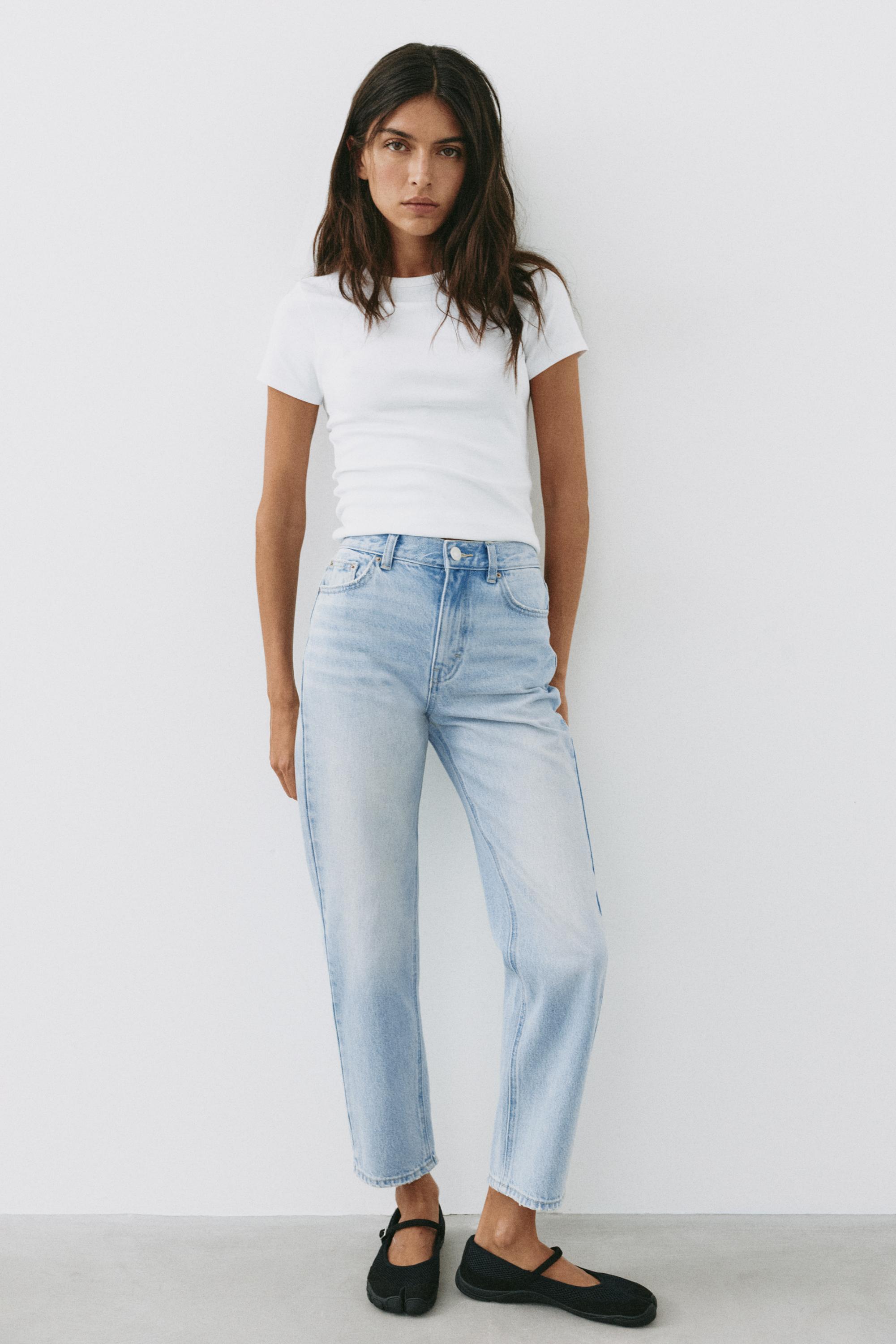 High-waist mom jeans — Faded blue