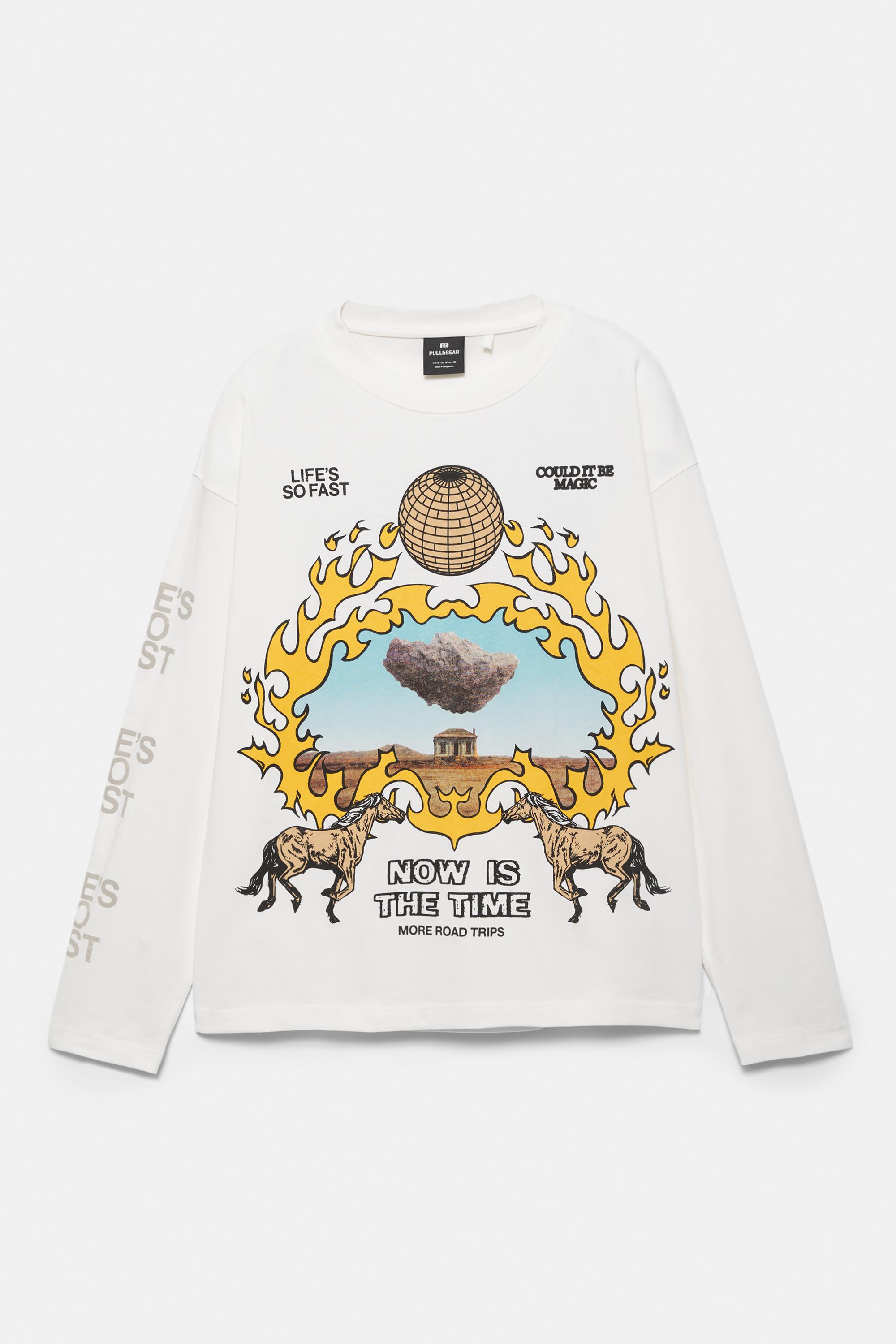 Uzun kollu grafik baskılı tişört - Görsel 5