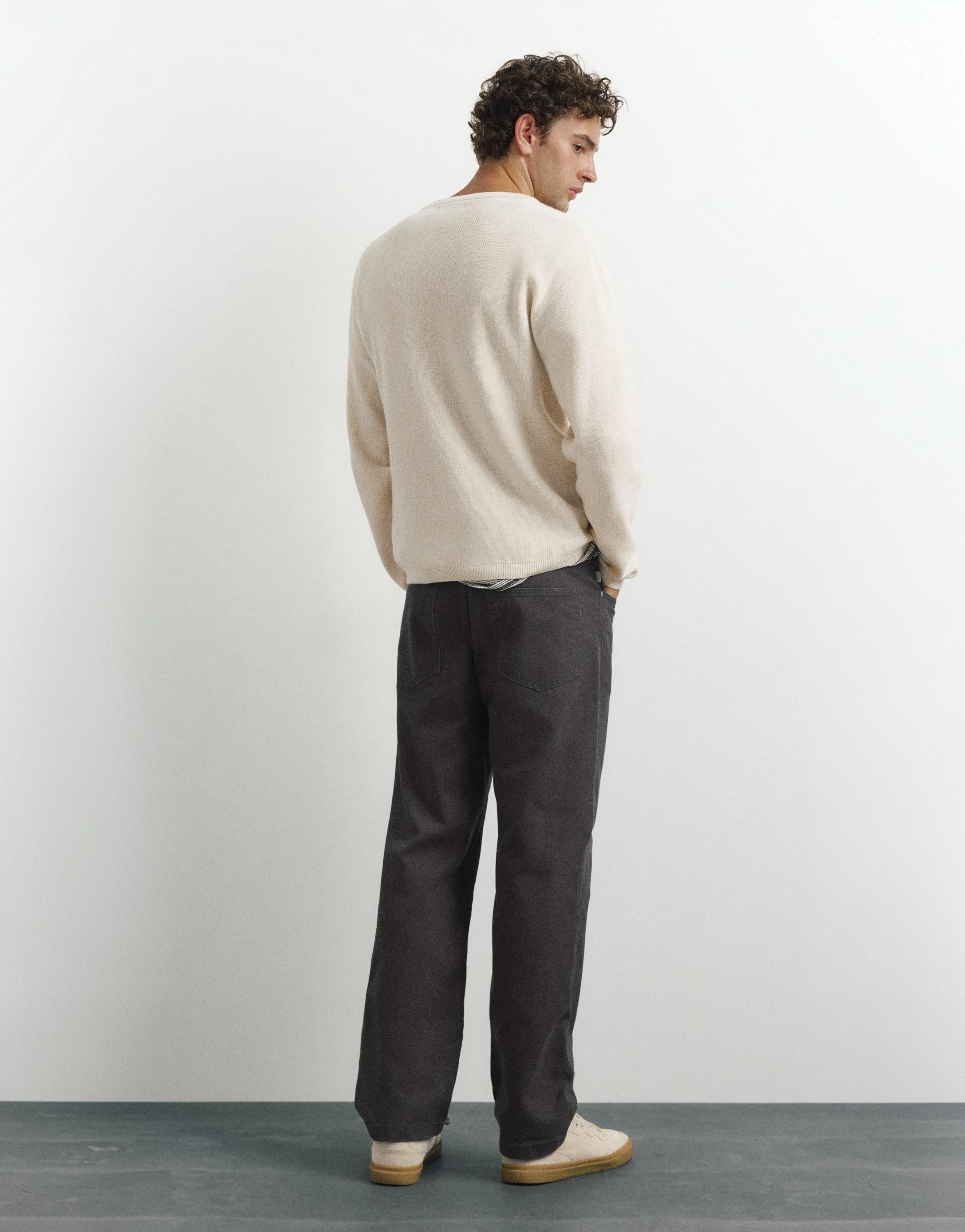 Henley neck jumper — White
