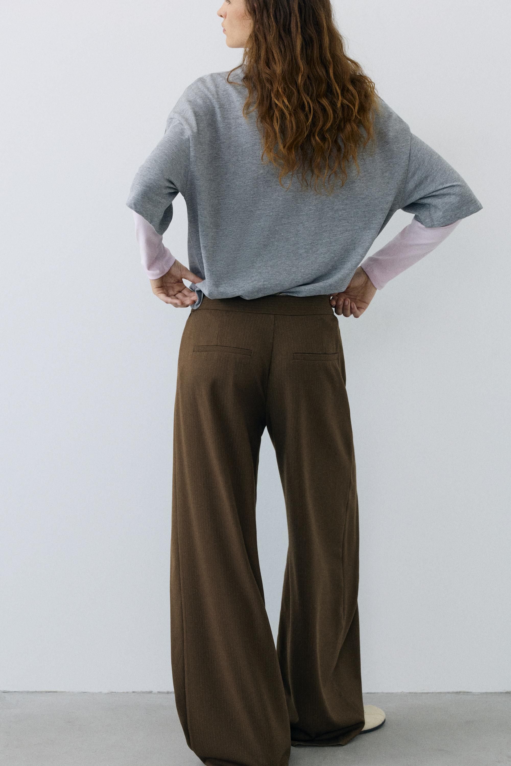 Darted buckled smart trousers — Brown