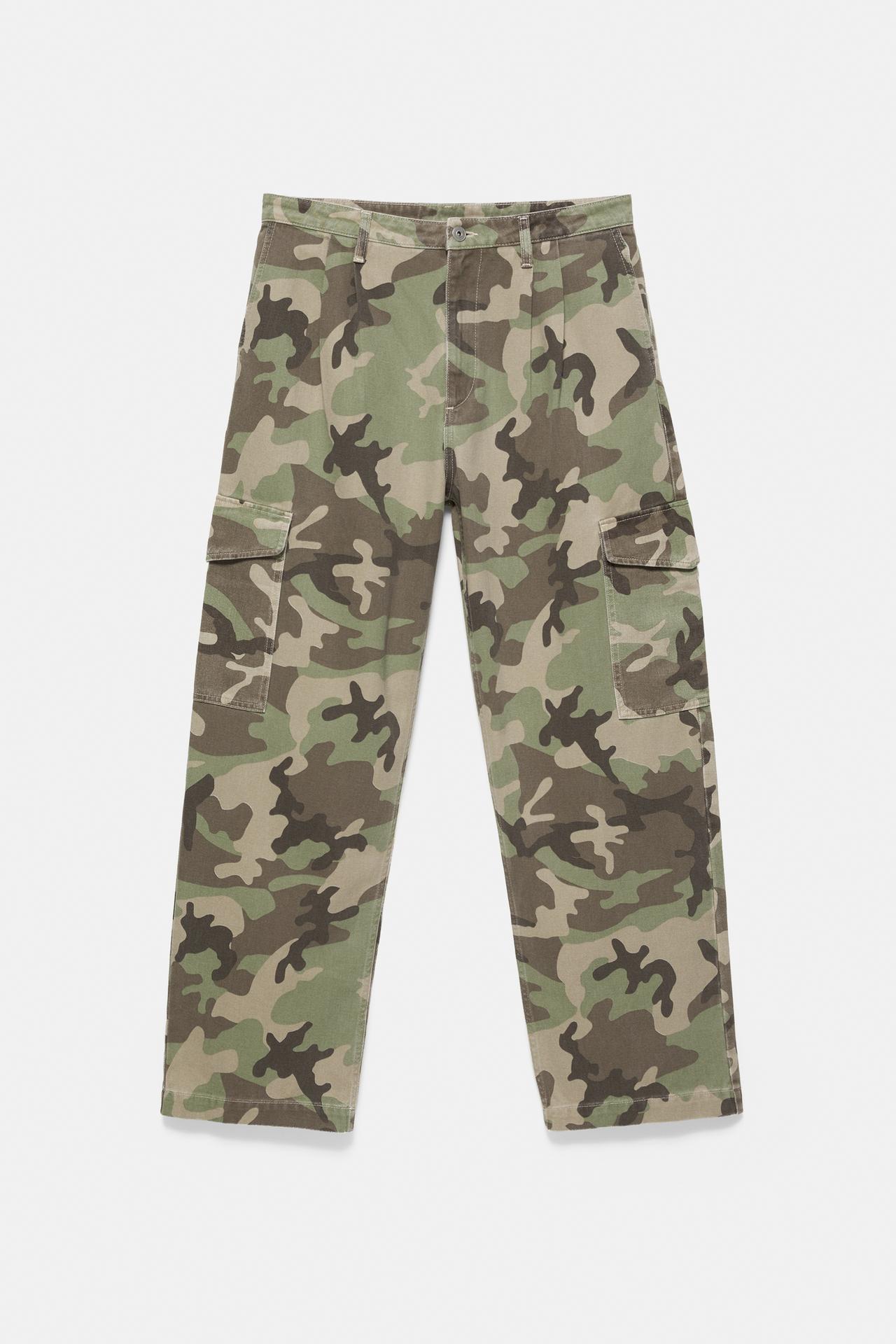 Printed cargo trousers — Khaki