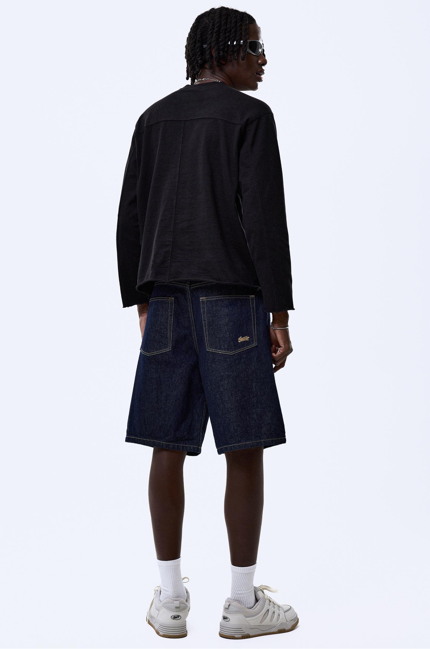 Baggy denim Bermuda shorts — Navy