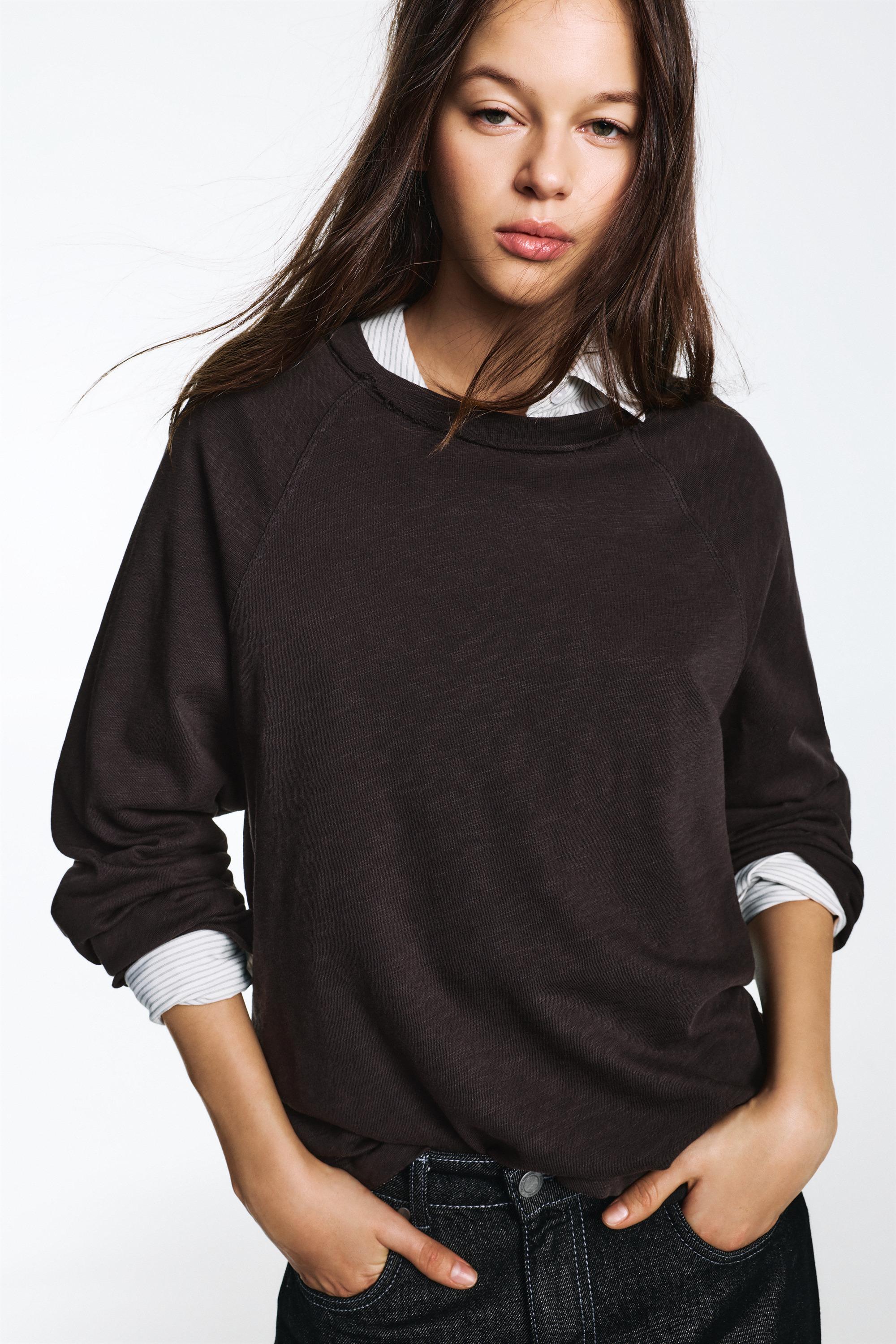 Uzun kollu reglan kesim t-shirt - Görsel 86