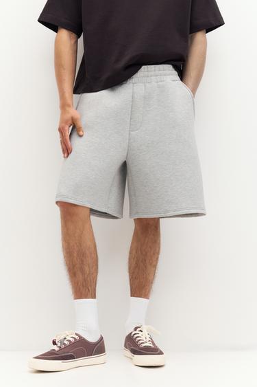 Neoprene-effect jogger Bermuda shorts — Grey marl 4