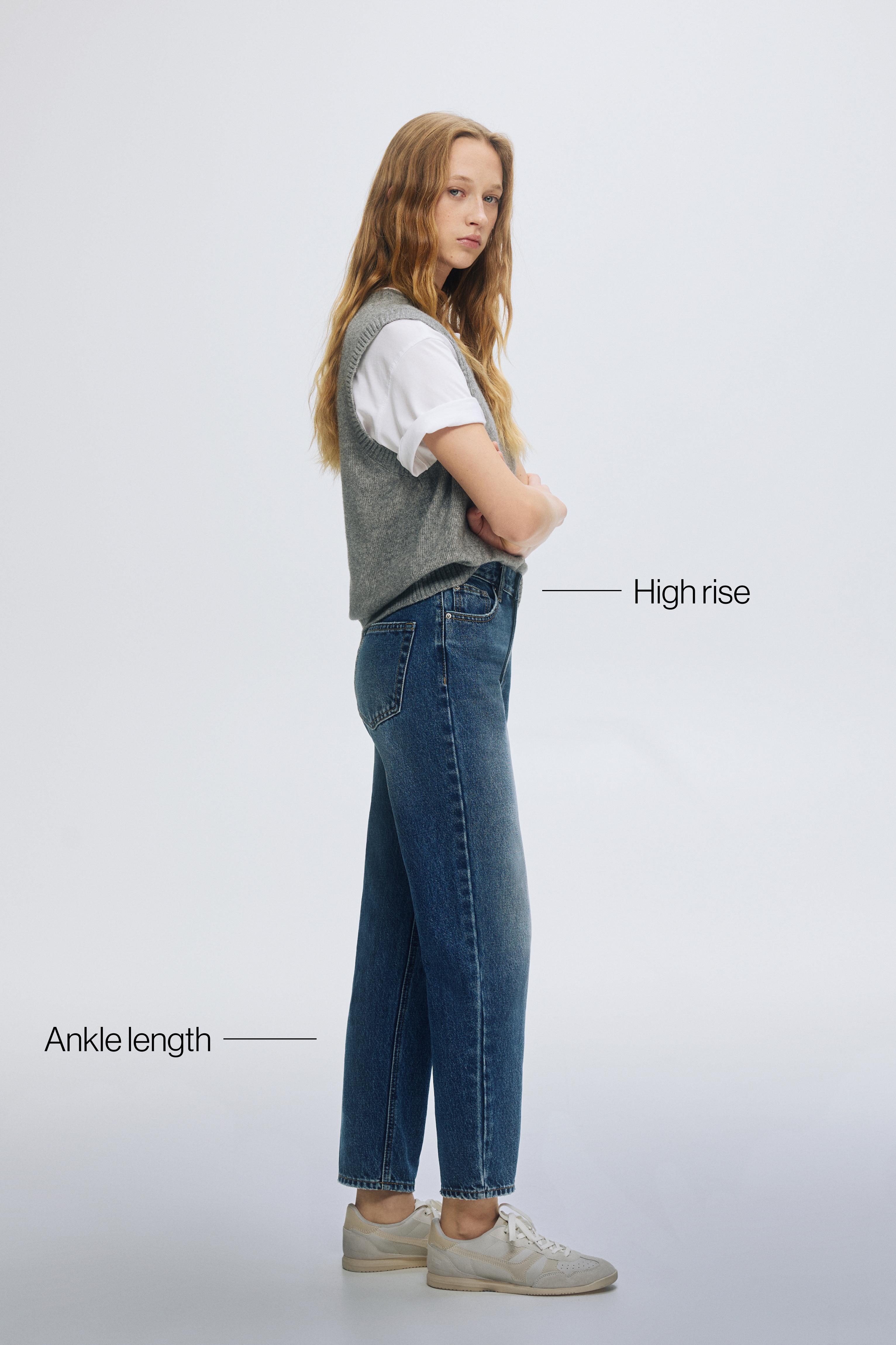 High-waist mom jeans — Dark blue