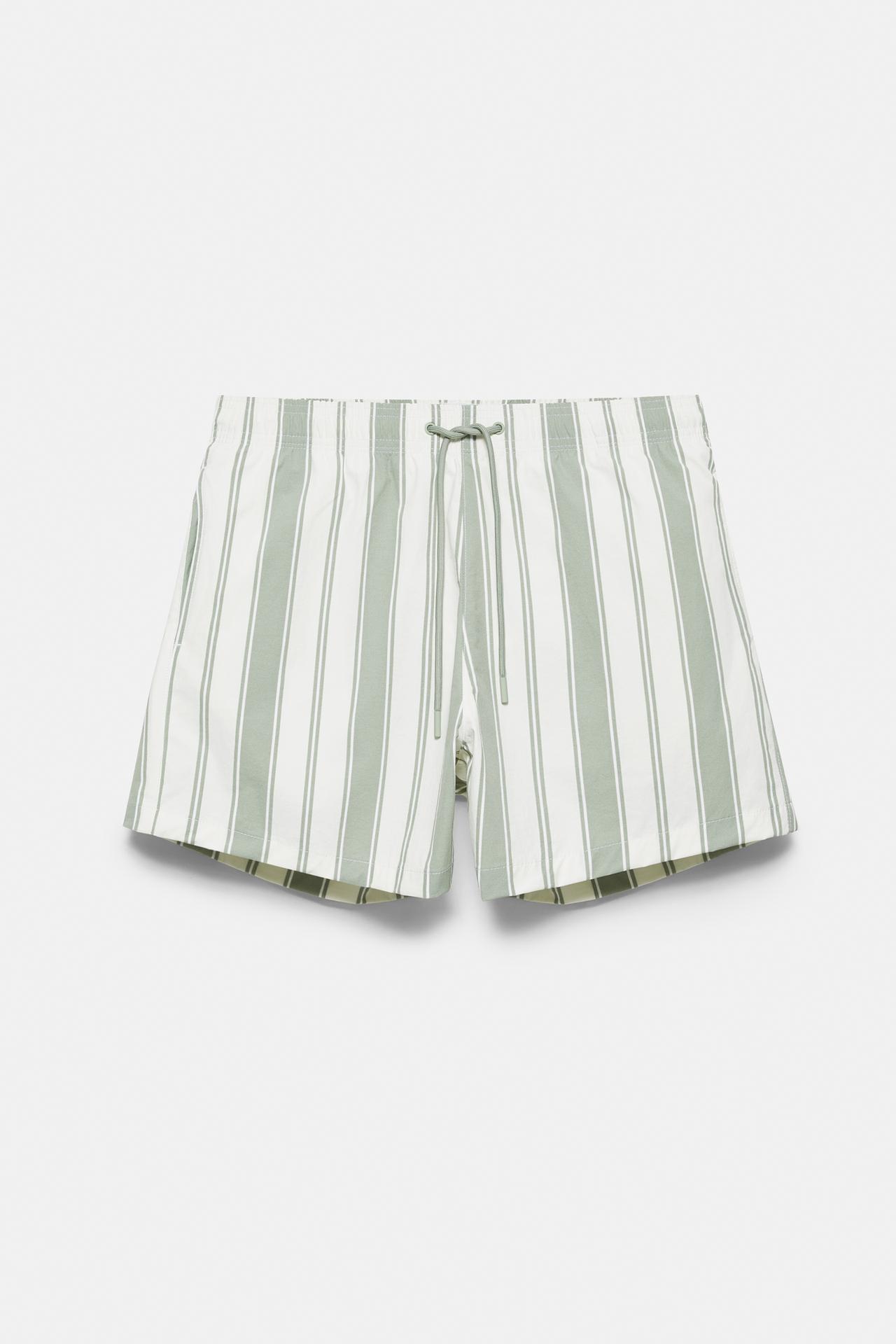 Striped board shorts — Green
