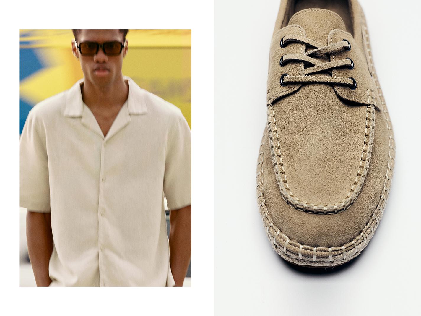 Leather jute boat shoes — Ecru