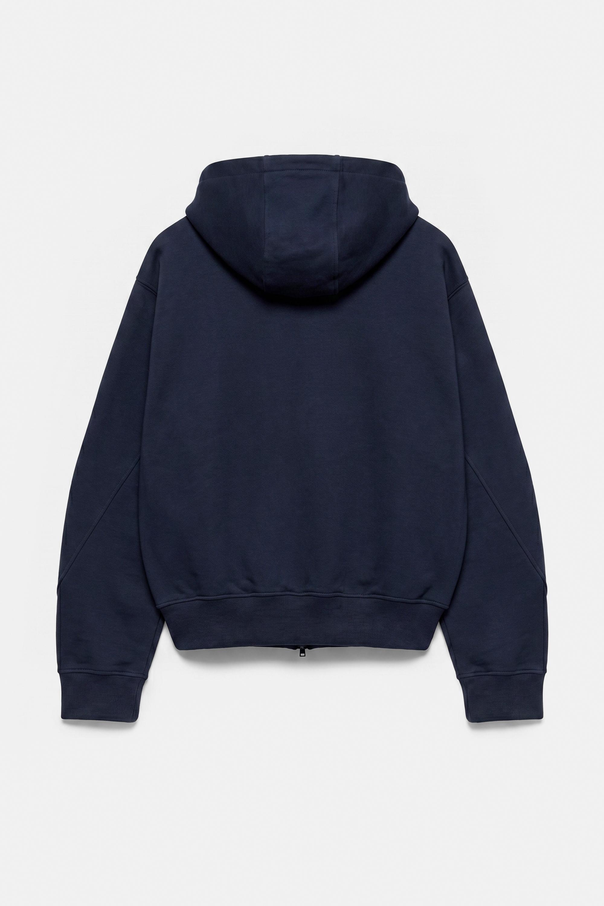 Neoprene-effect zip-up hoodie — Navy
