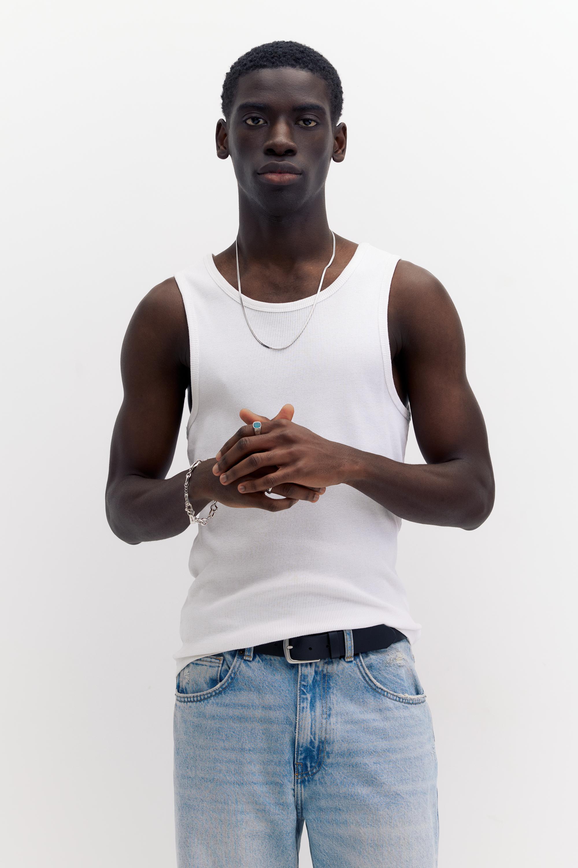 Ribbed tank top — White