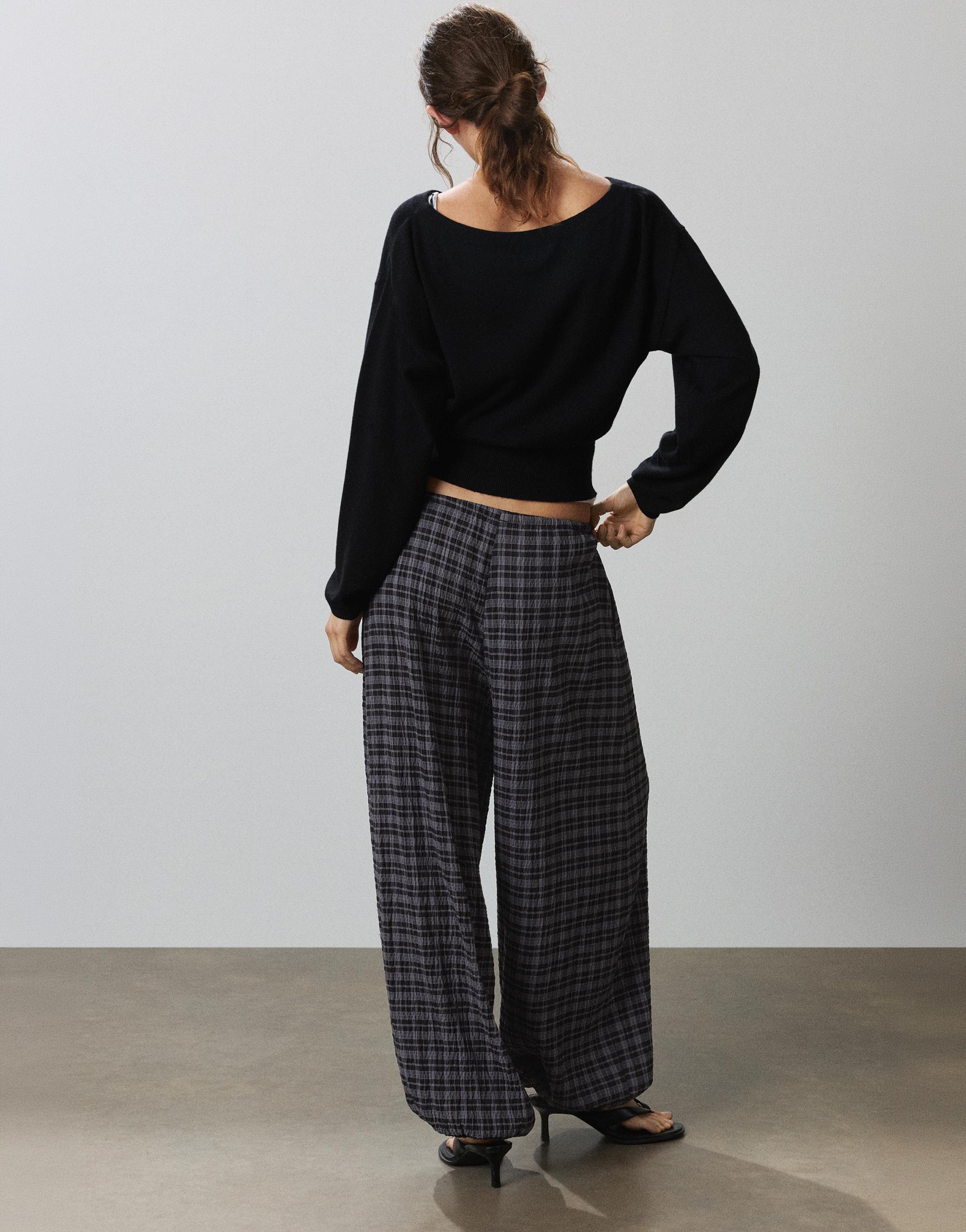 Check sarouel trousers — Anthracite grey