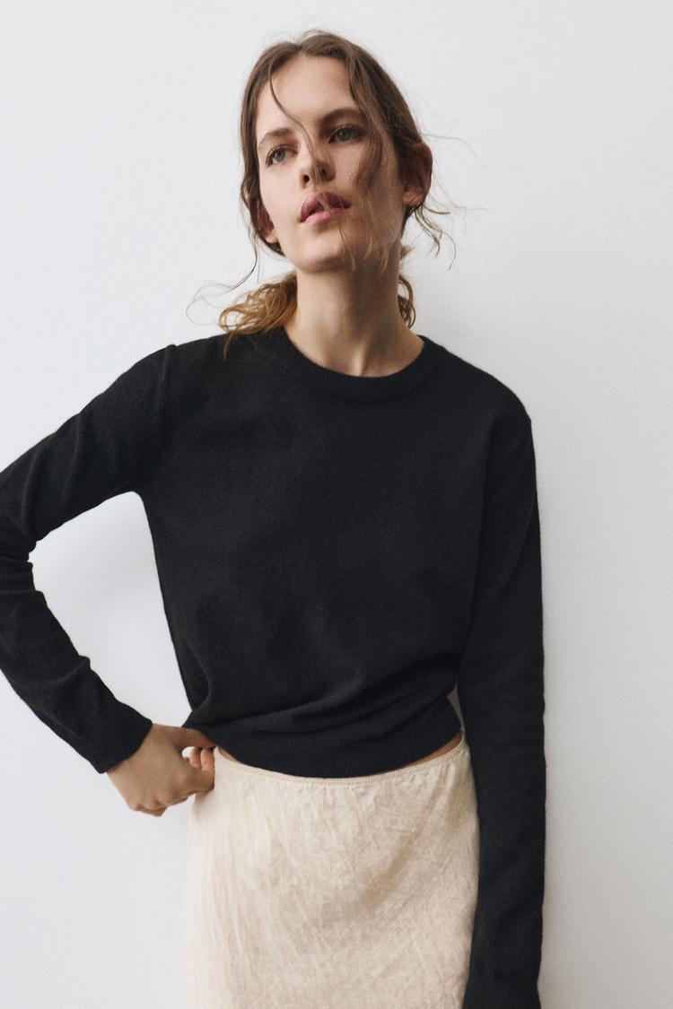 Basic soft knit jumper — Black