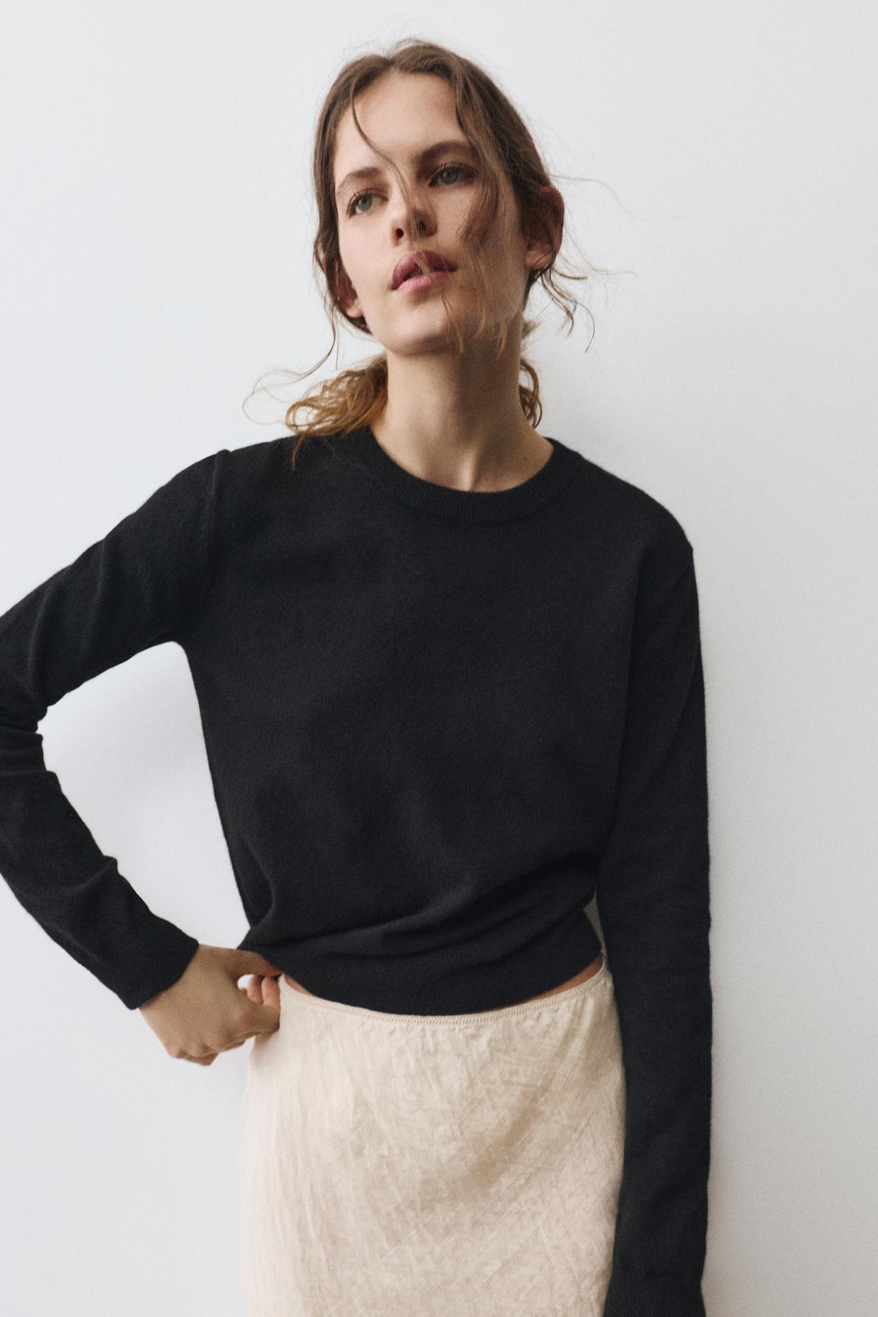 Basic soft knit jumper — Black