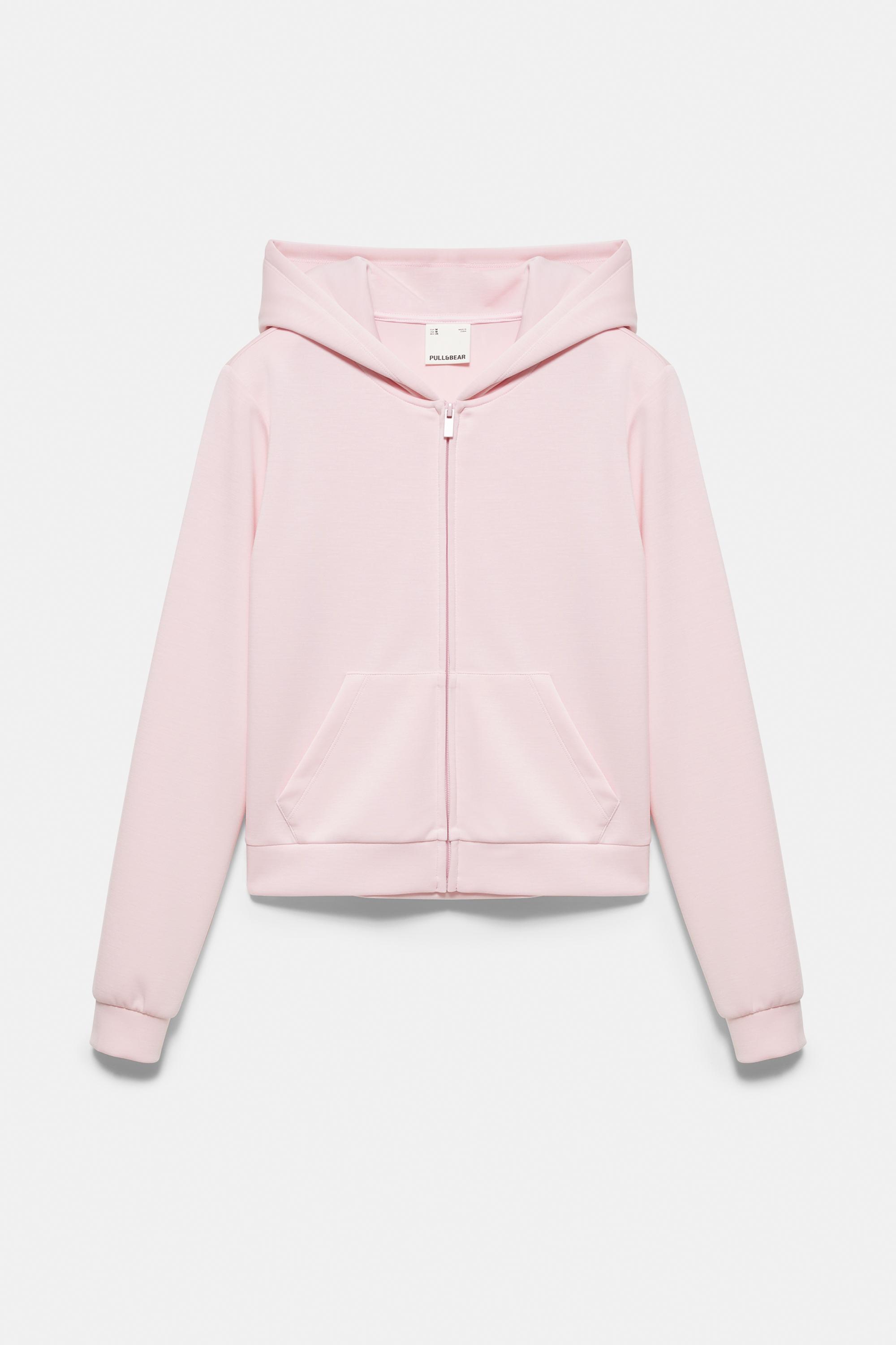 Zip-up hooded sweatshirt — Pastel pink