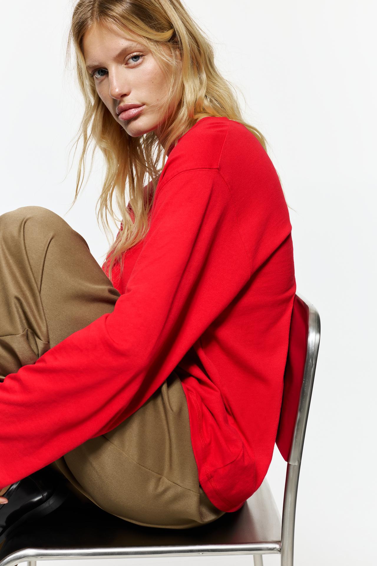 Oversize long sleeve T-shirt — Red