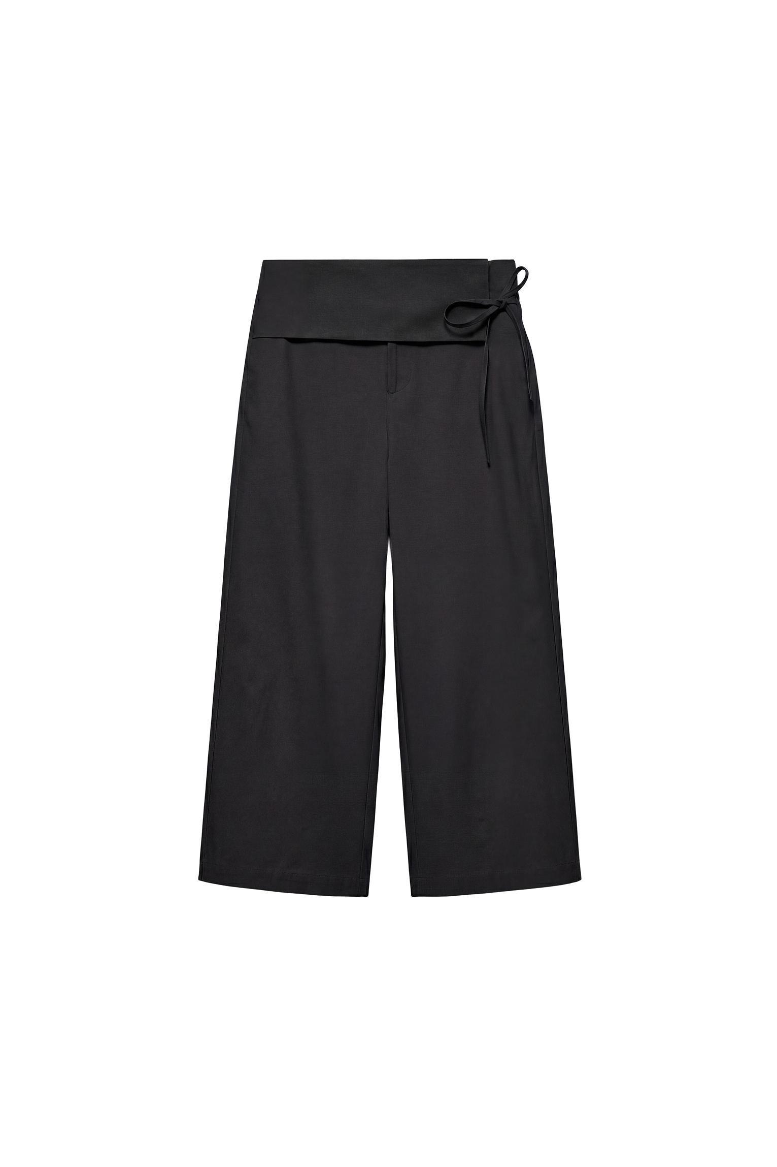 Sash tie culottes — Black