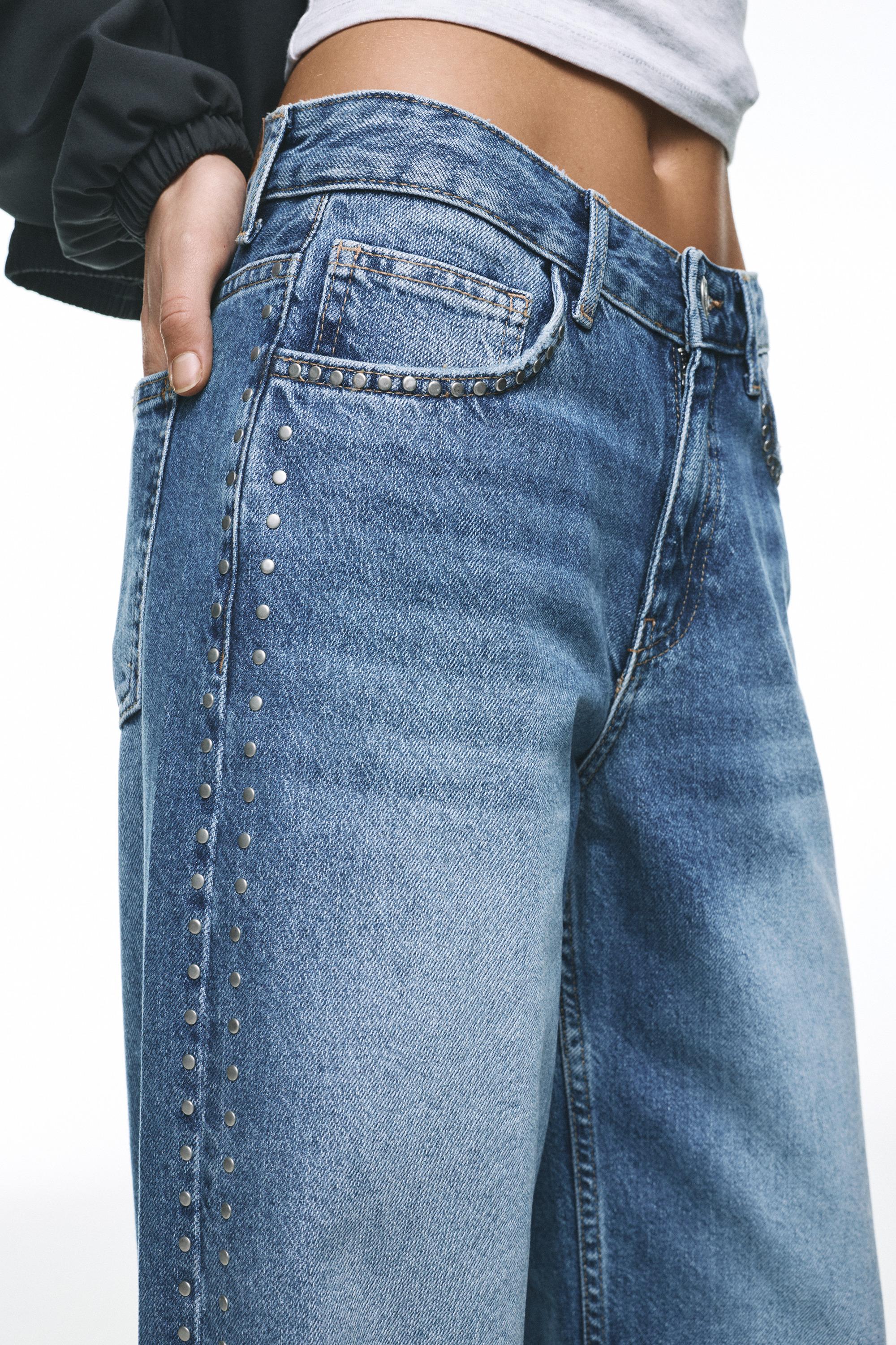 Zımbalı geniş paça jean - Görsel 56