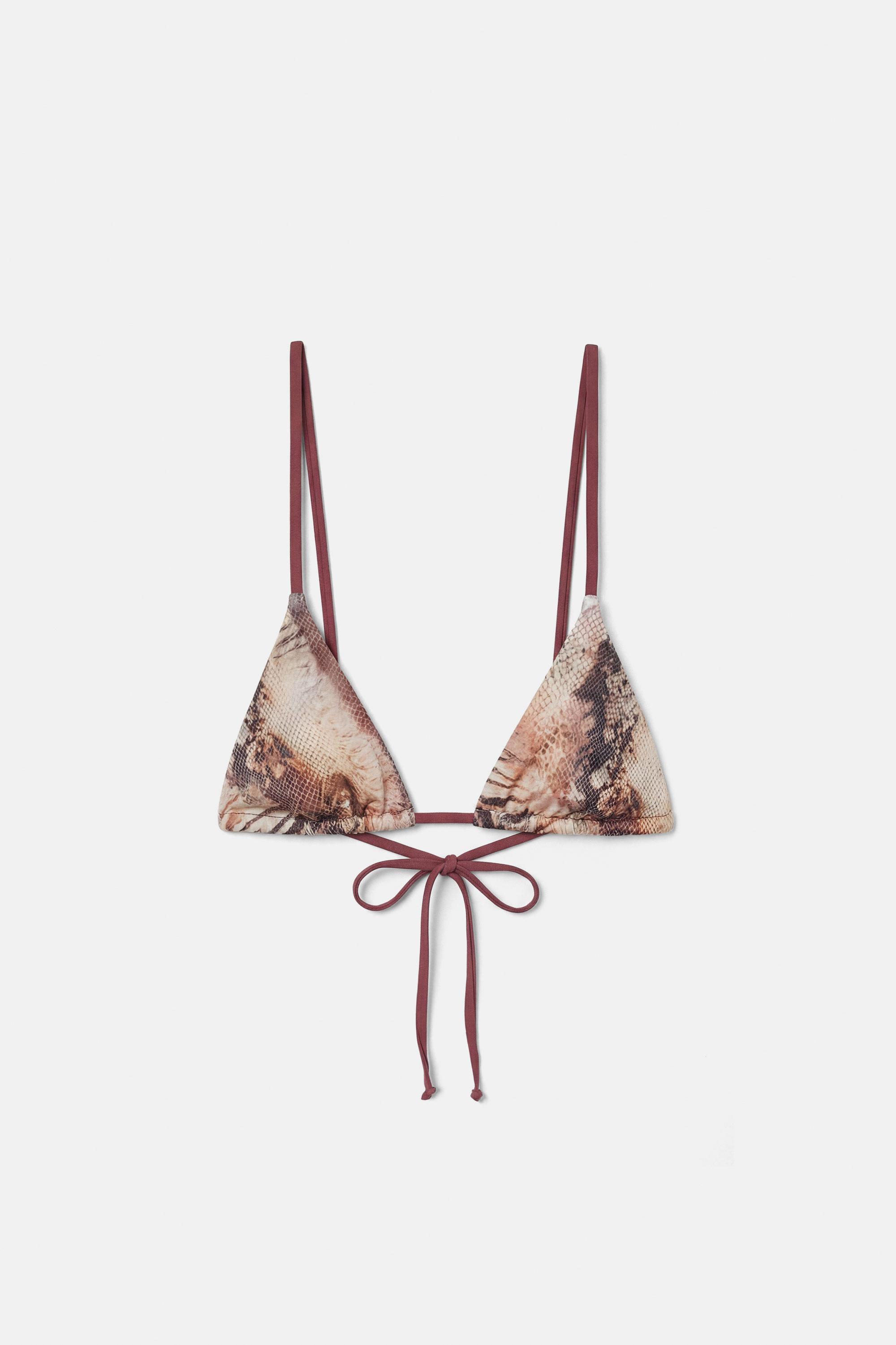 Animal print bikini top — Brown