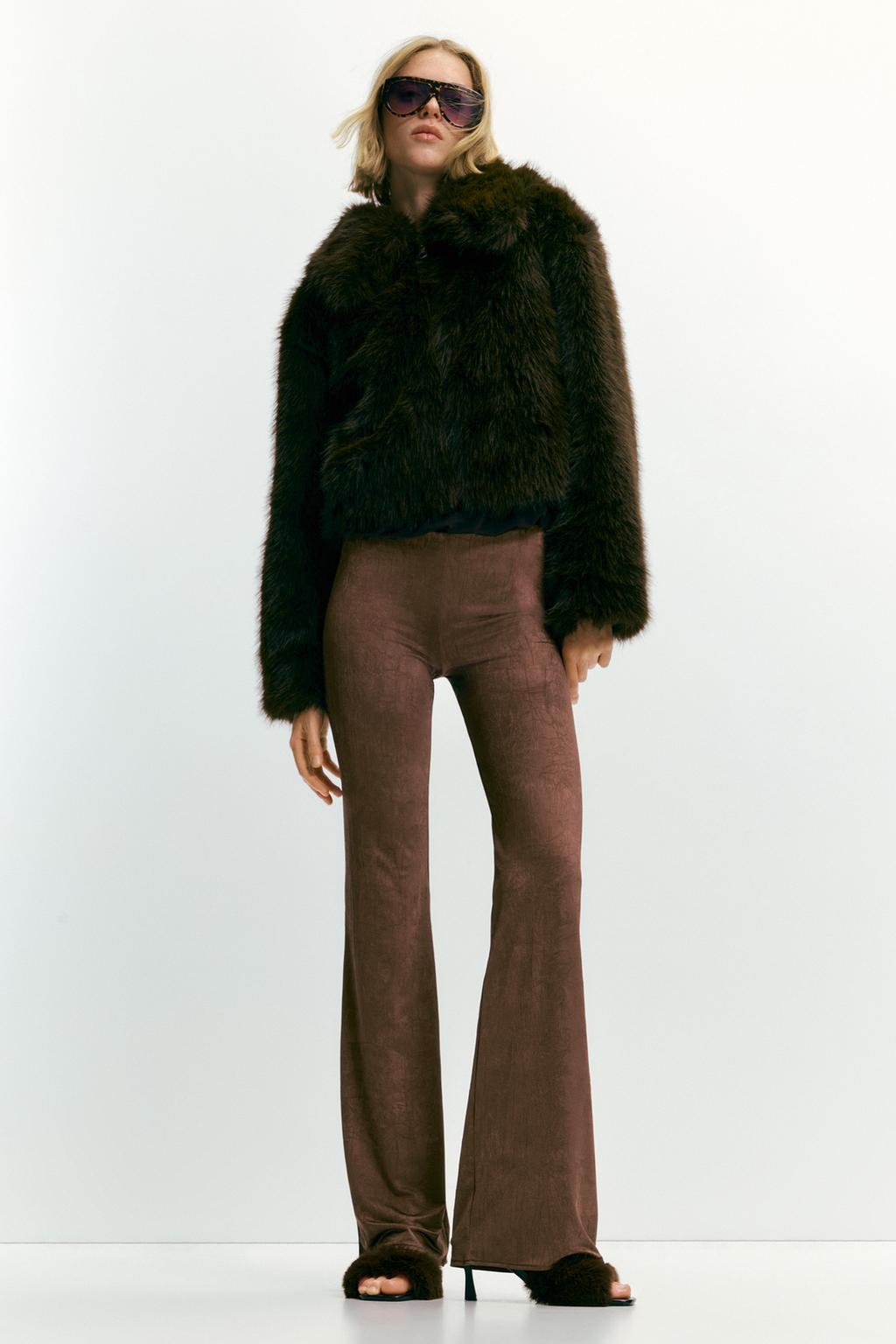 Pantalone a campana marrone PULL&BEAR - Main Image