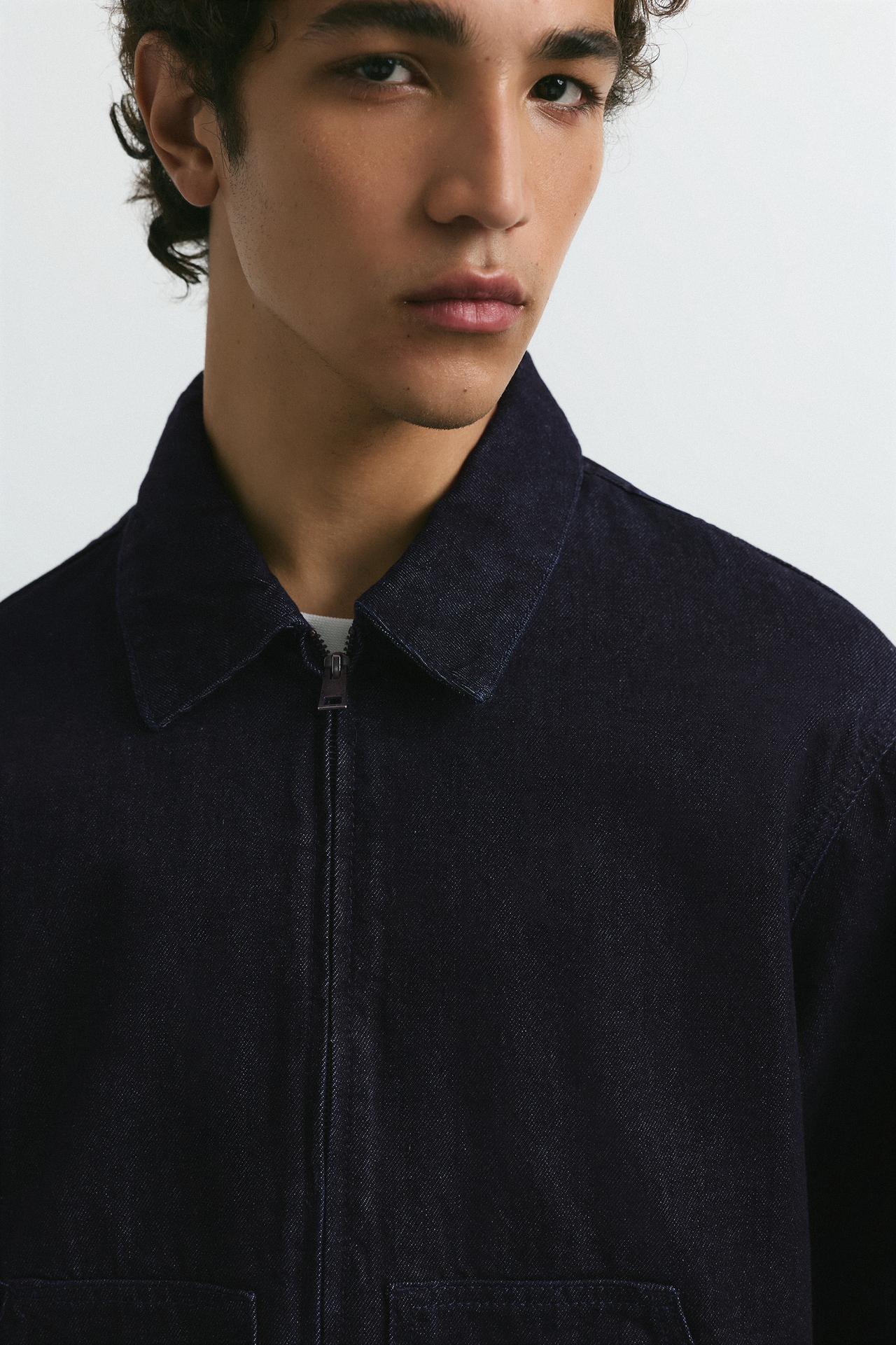 Zip-up denim jacket — Navy