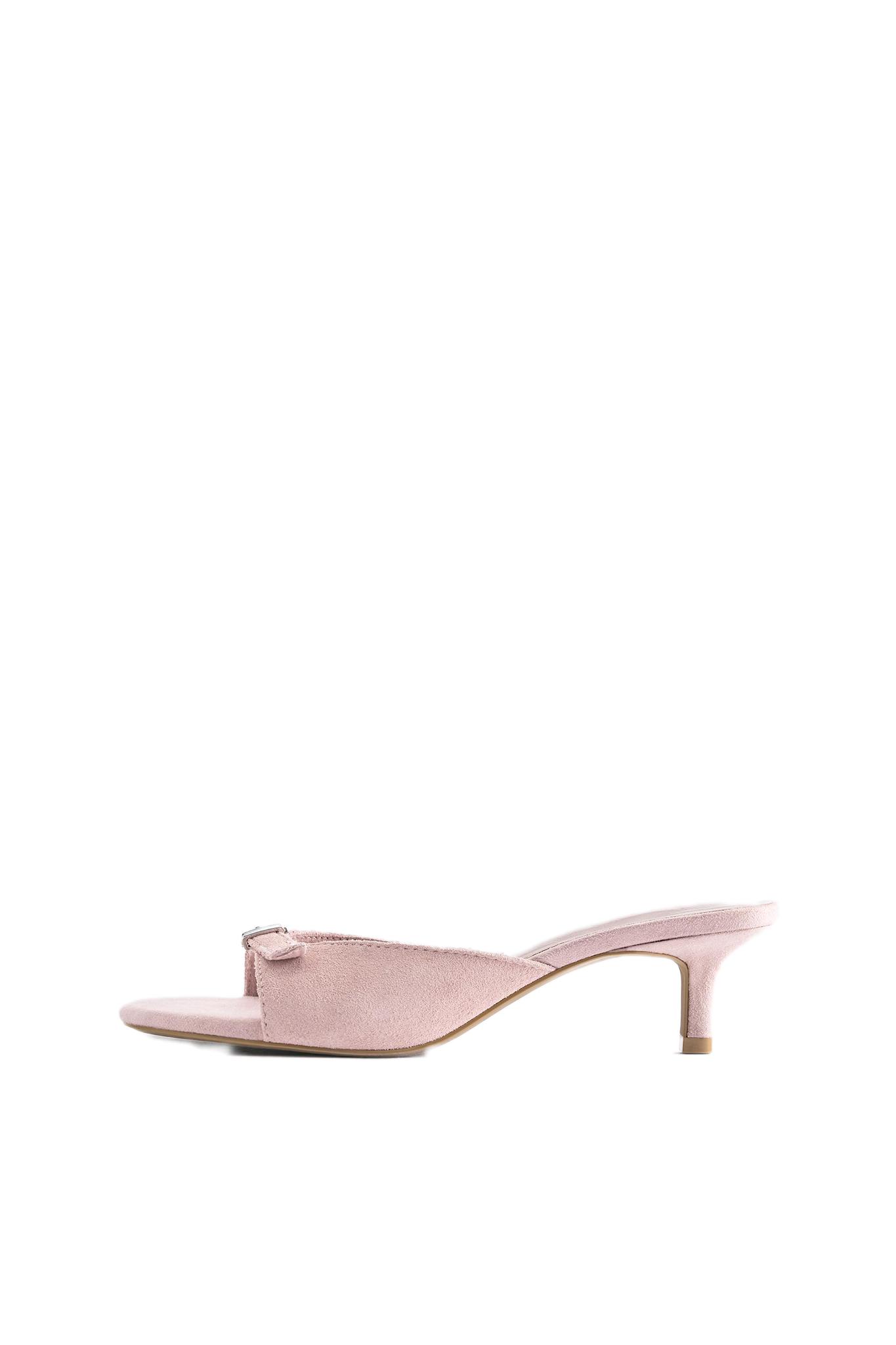 Leather buckled heeled mules — Pink