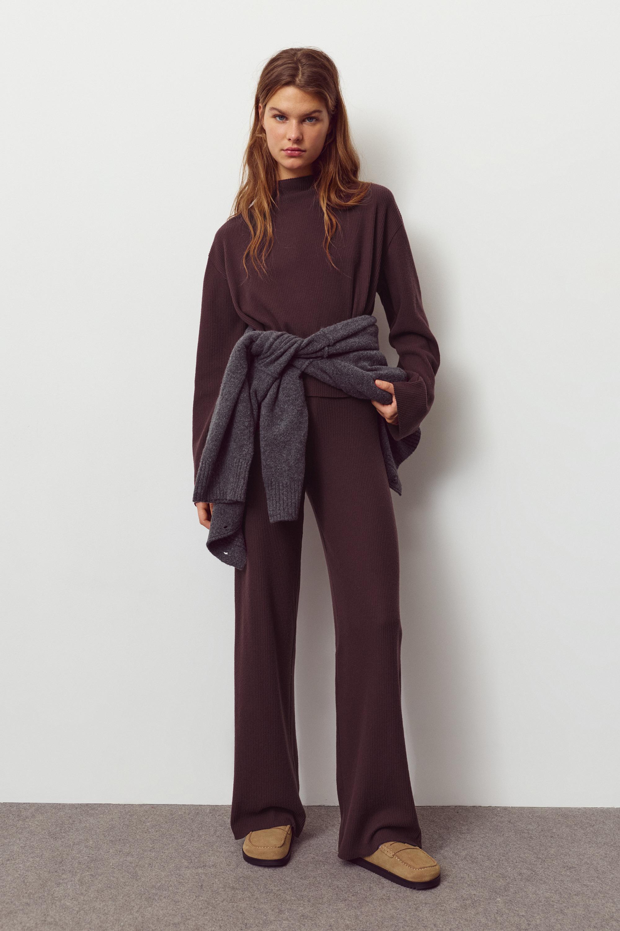 Soft touch straight fit trousers — Burgundy
