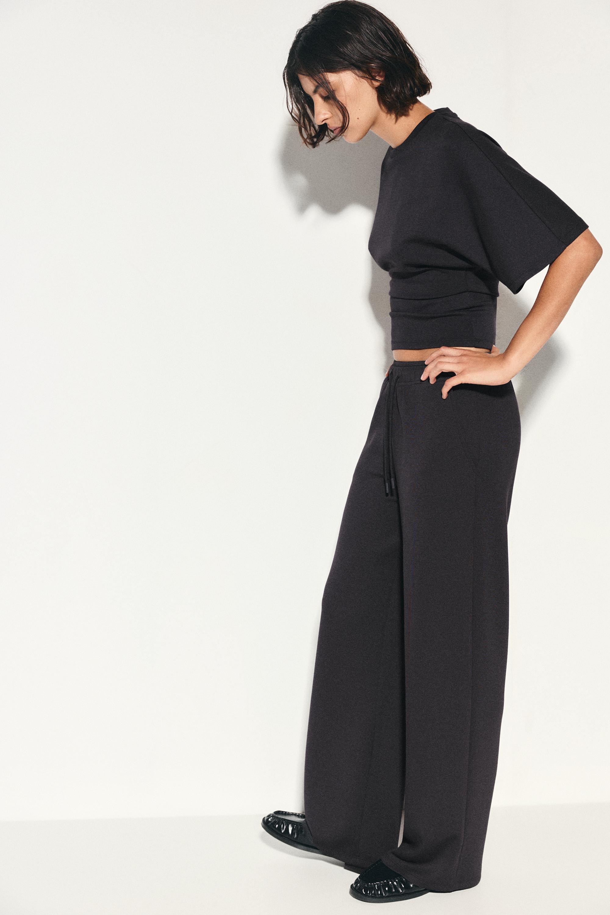 Modal wide-leg trousers — Anthracite grey