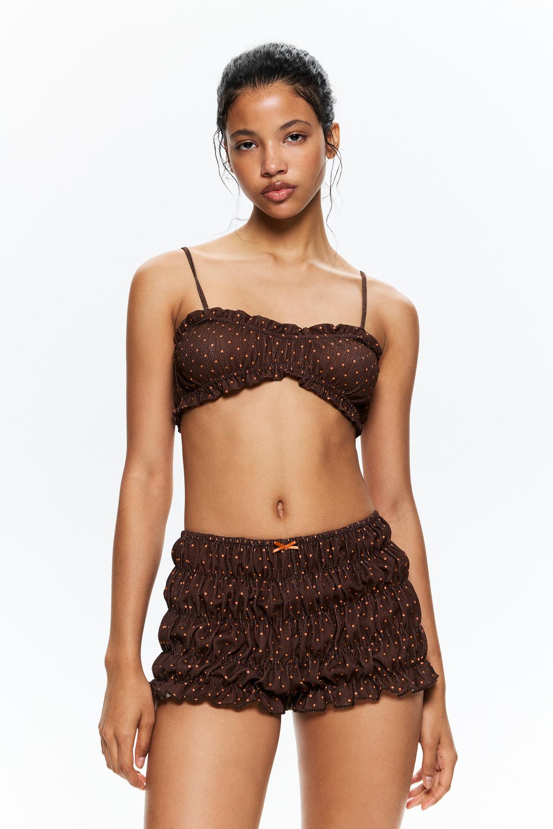 Pull&bear Tops Lunares Top Marron Pull And Bear Striped