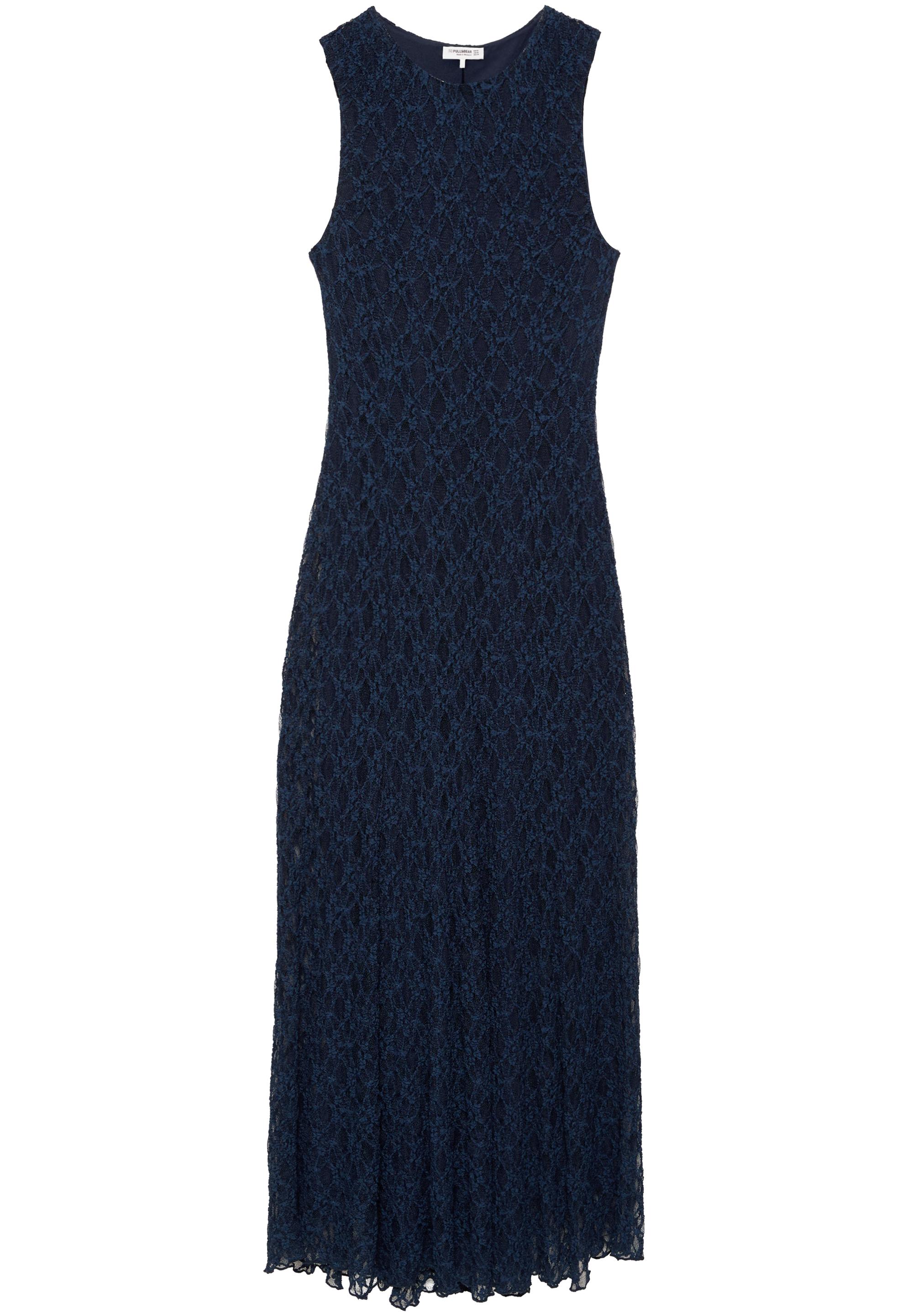 Fitted lace midi dress — Navy