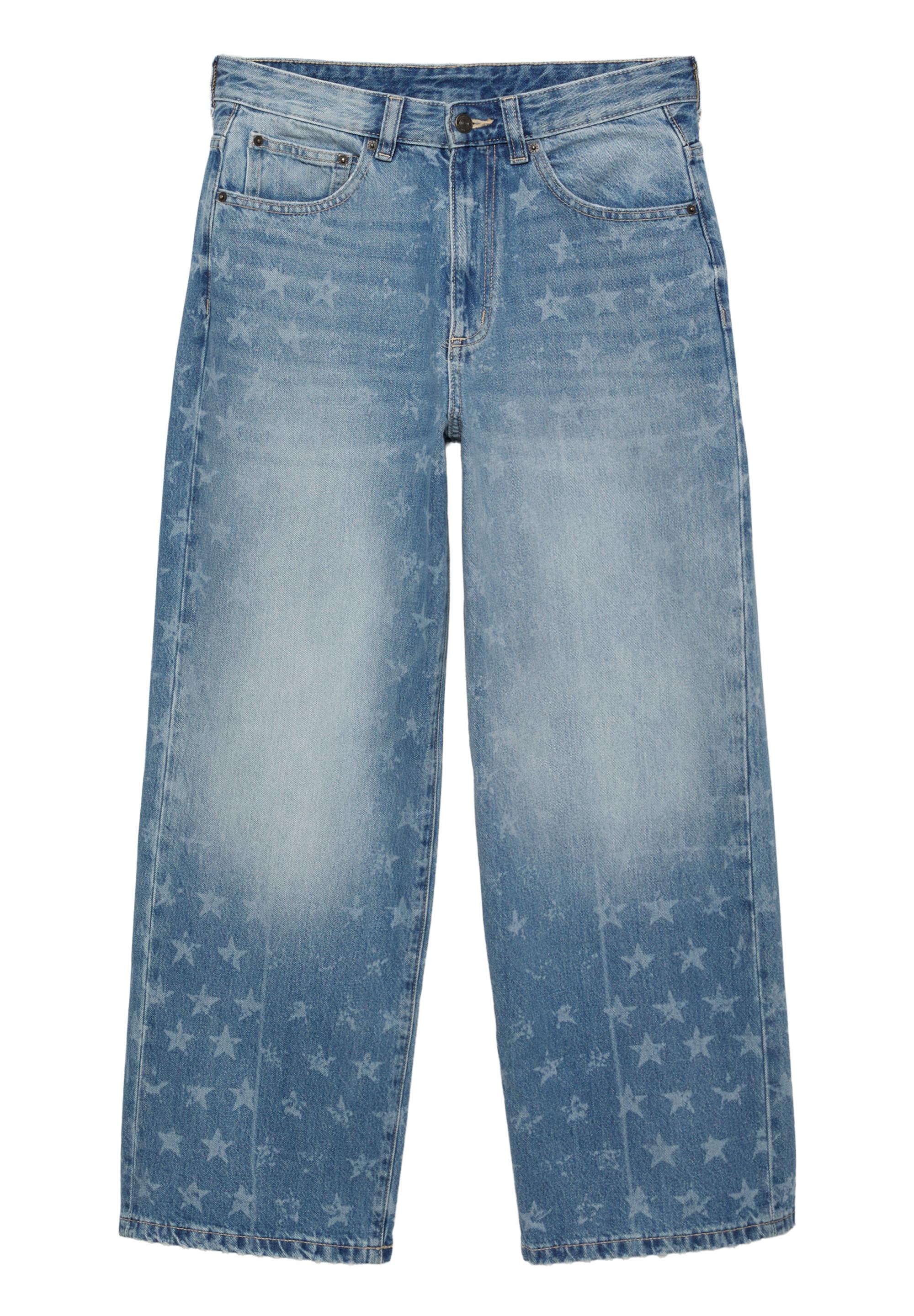 Star print wide-leg jeans — Medium blue