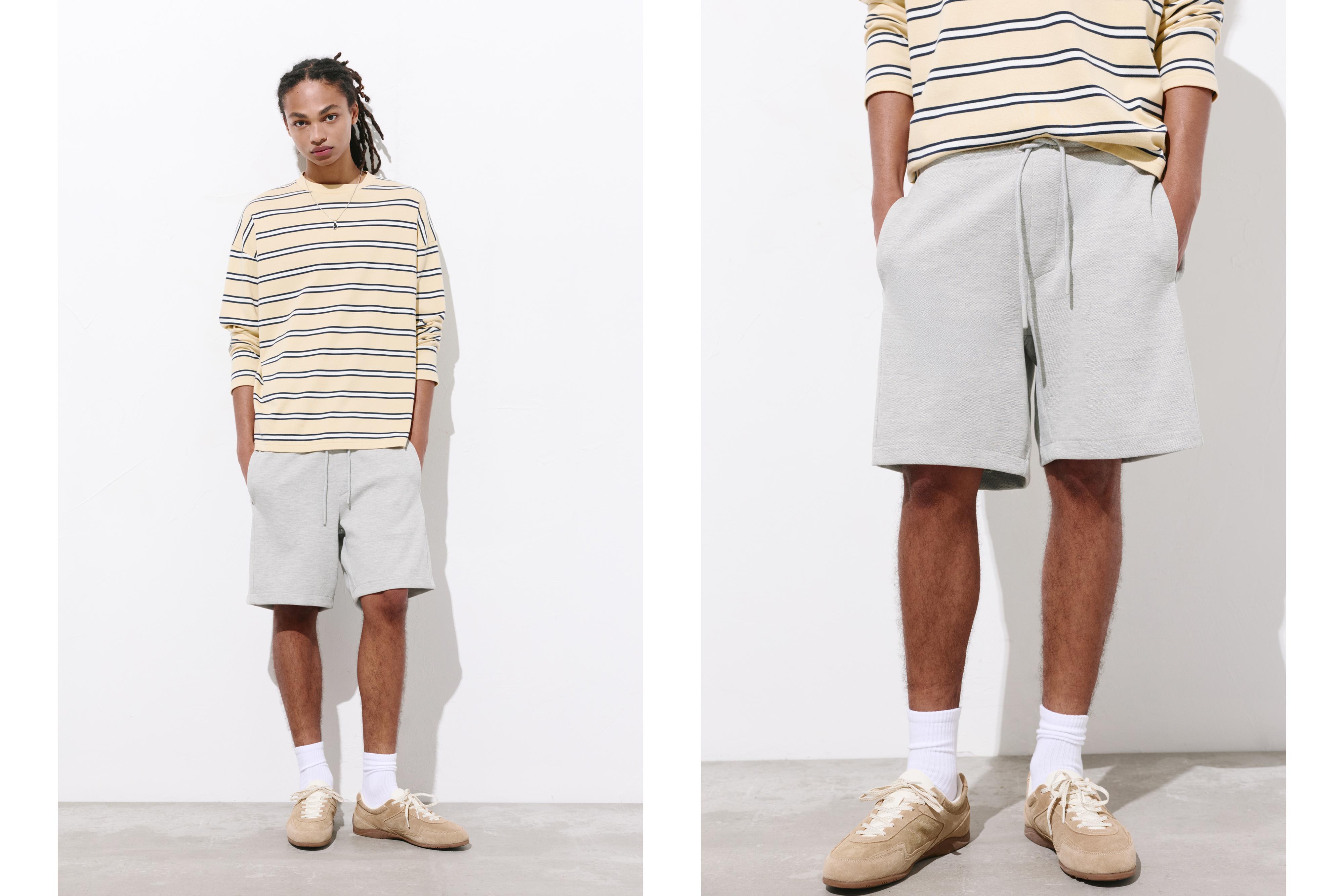 Piqué jogger Bermuda shorts — Grey marl