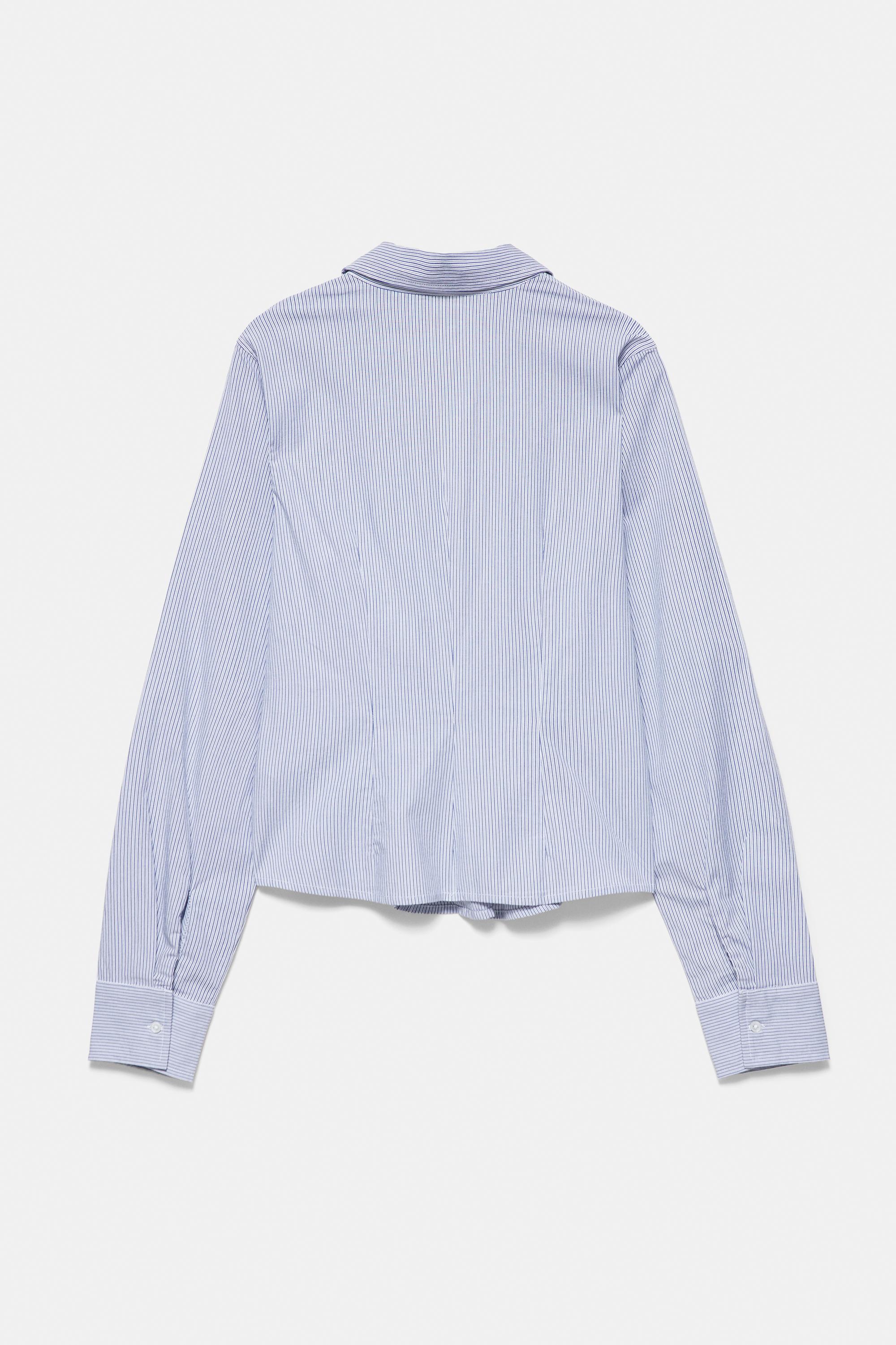 Fitted wide-cuff shirt — Blue/White